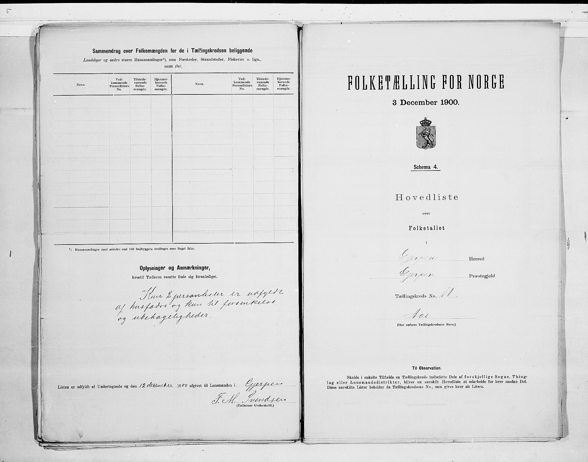 SAKO, 1900 census for Gjerpen, 1900, p. 30