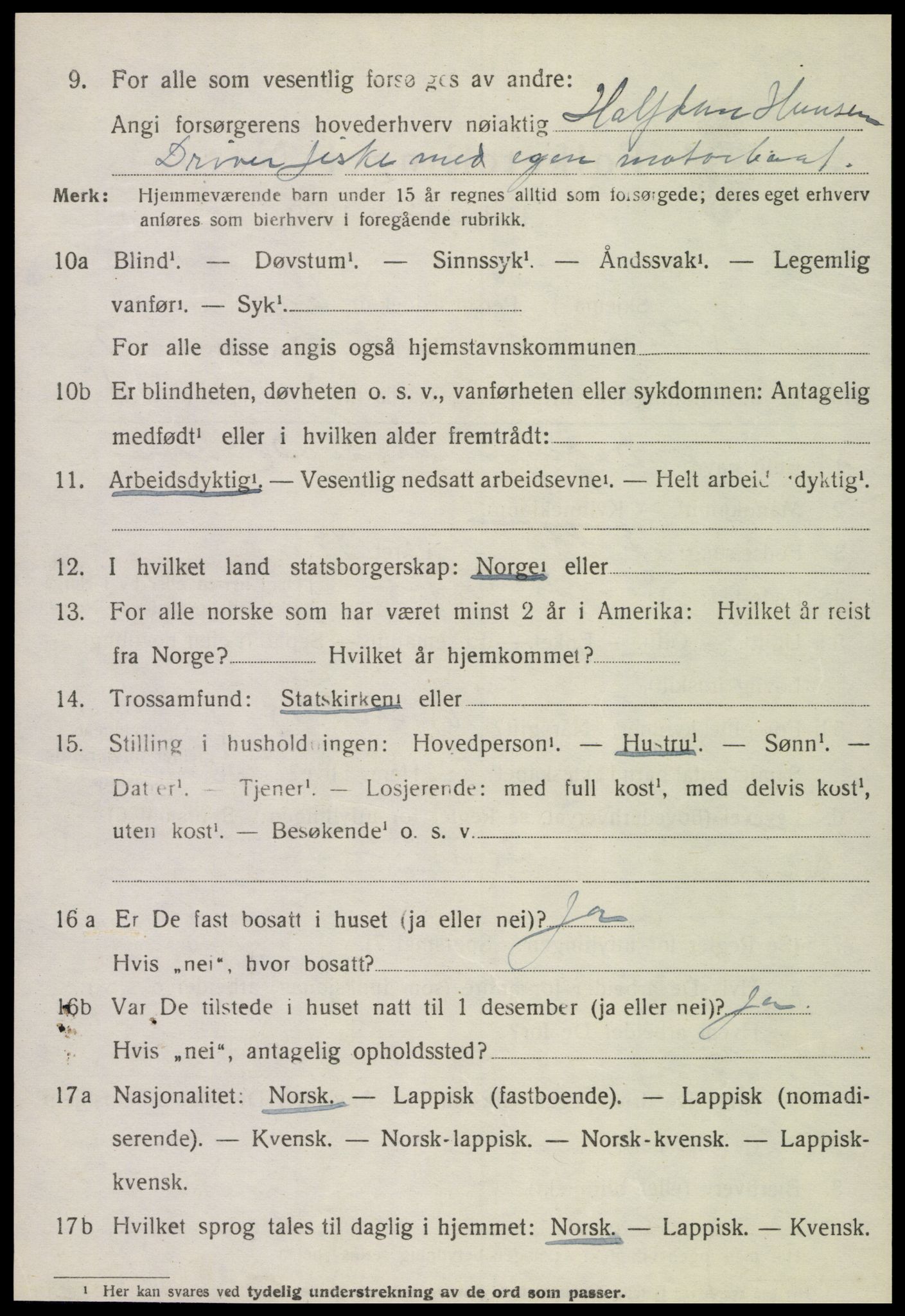 SAT, 1920 census for Vikna, 1920, p. 6460