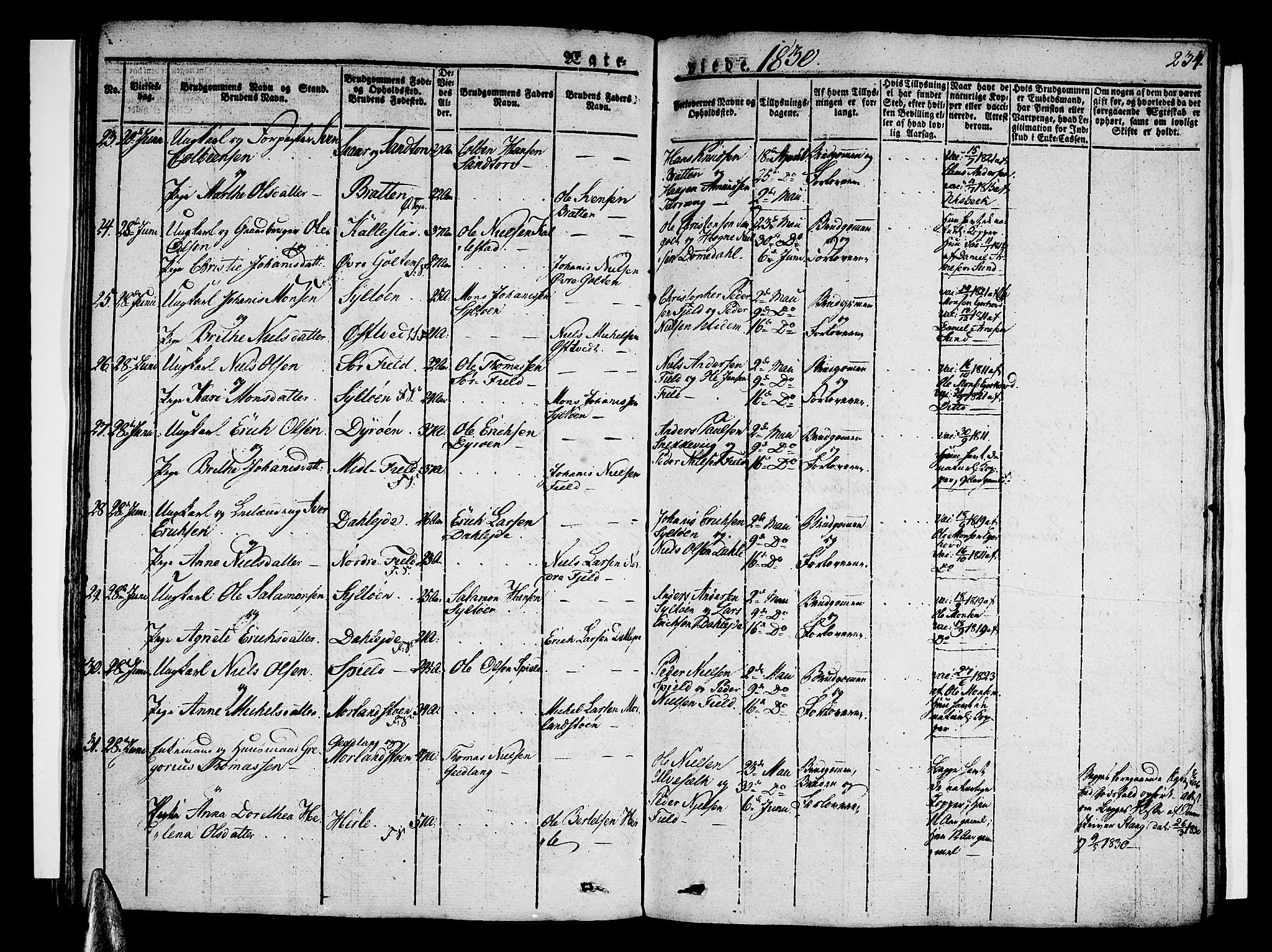 Sund sokneprestembete, AV/SAB-A-99930: Parish register (official) no. A 12, 1825-1835, p. 234