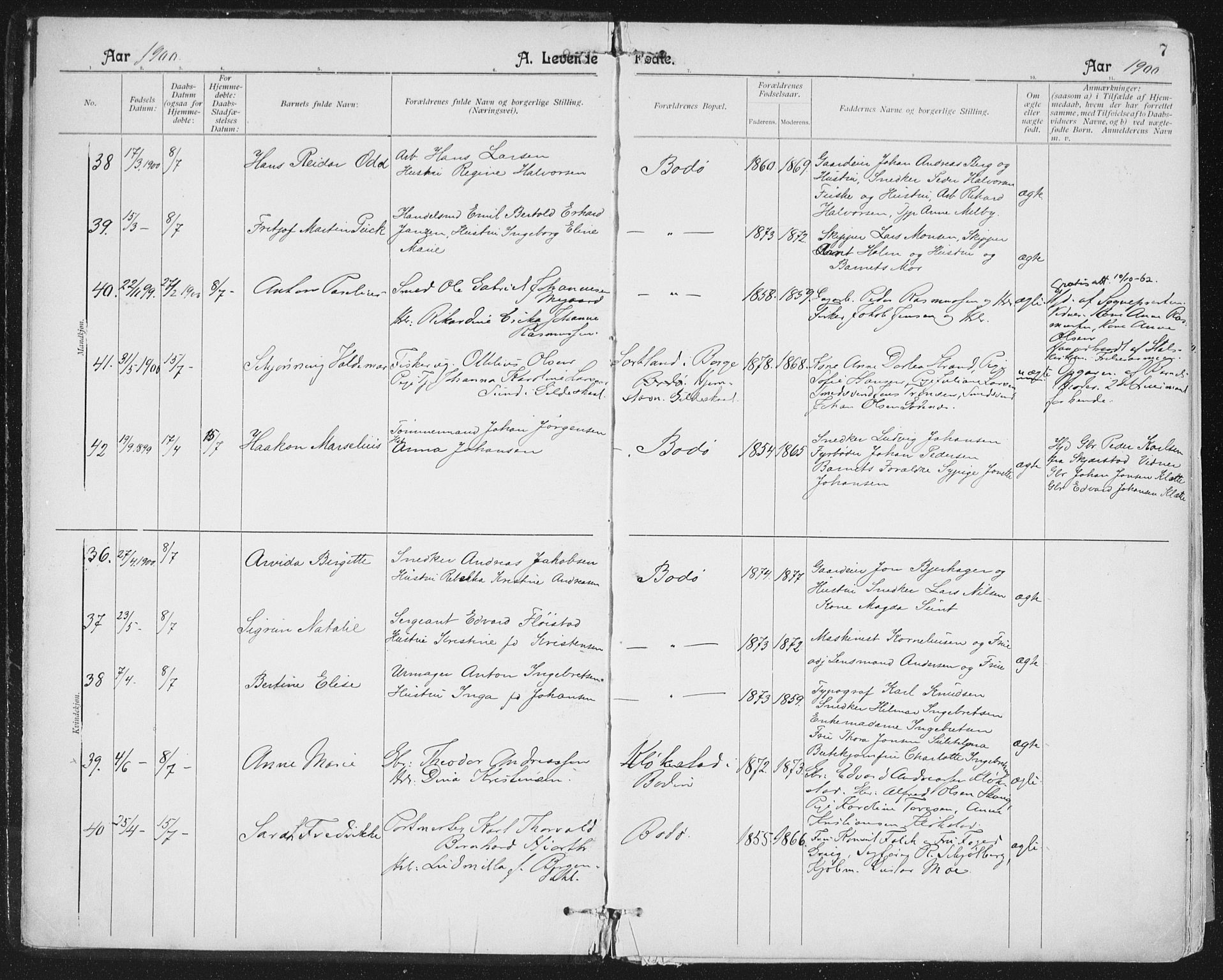 Ministerialprotokoller, klokkerbøker og fødselsregistre - Nordland, AV/SAT-A-1459/801/L0011: Parish register (official) no. 801A11, 1900-1916, p. 7