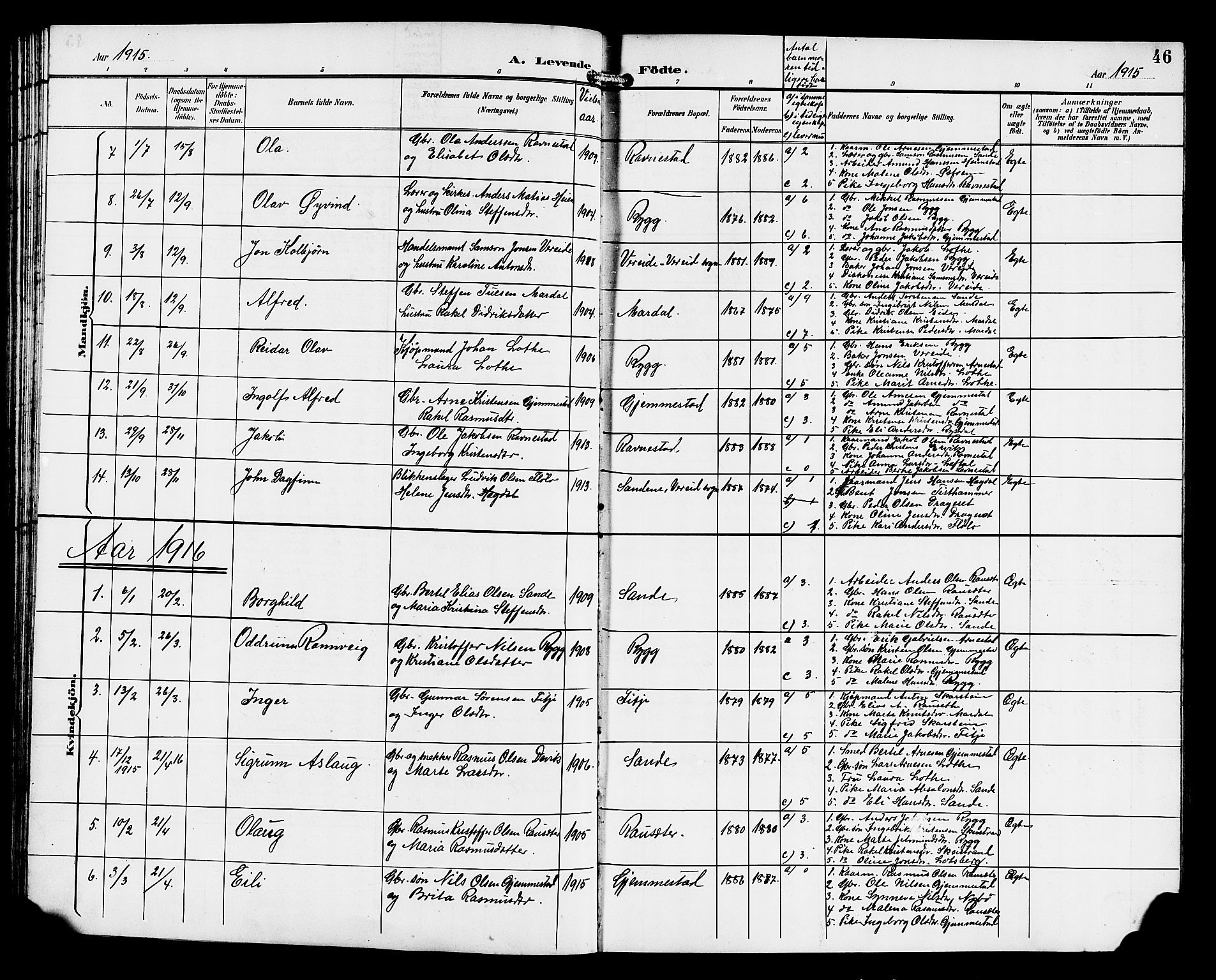 Gloppen sokneprestembete, SAB/A-80101/H/Hab/Habd/L0001: Parish register (copy) no. D 1, 1892-1921, p. 46