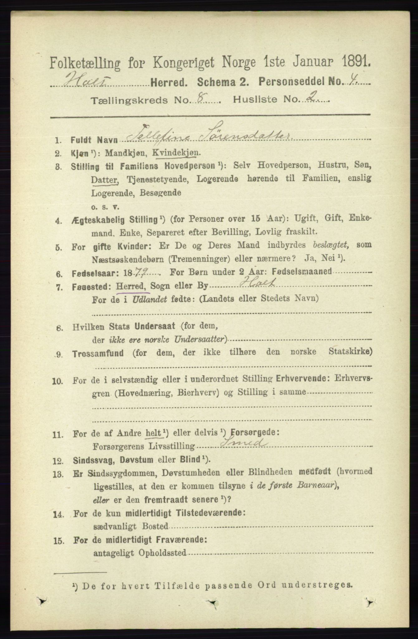 RA, 1891 census for 0914 Holt, 1891, p. 3534