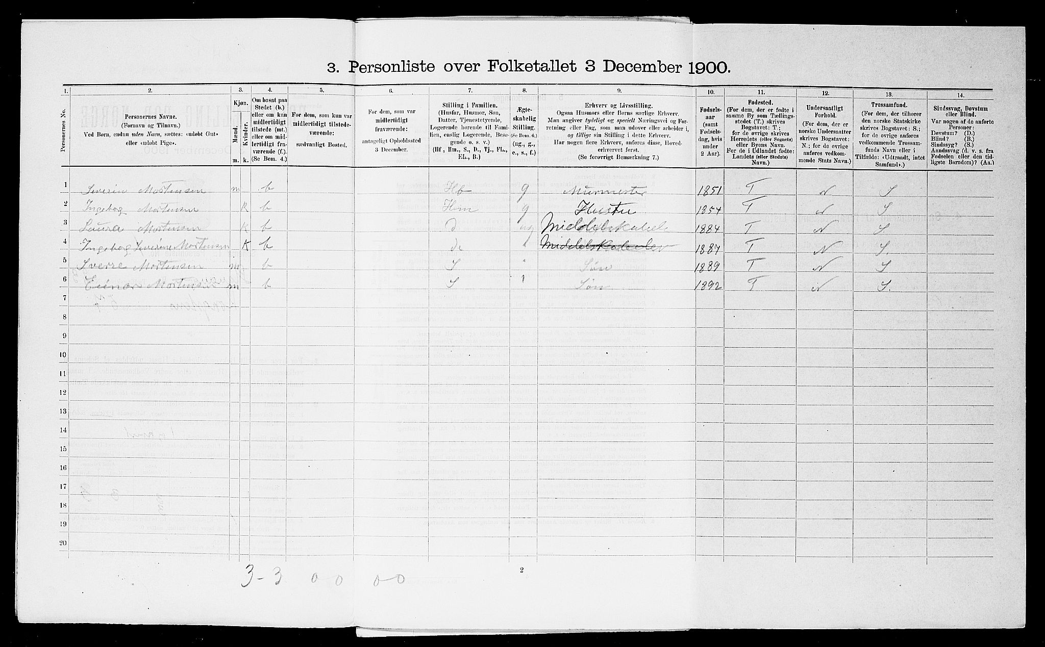 SAST, 1900 census for Stavanger, 1900, p. 8719