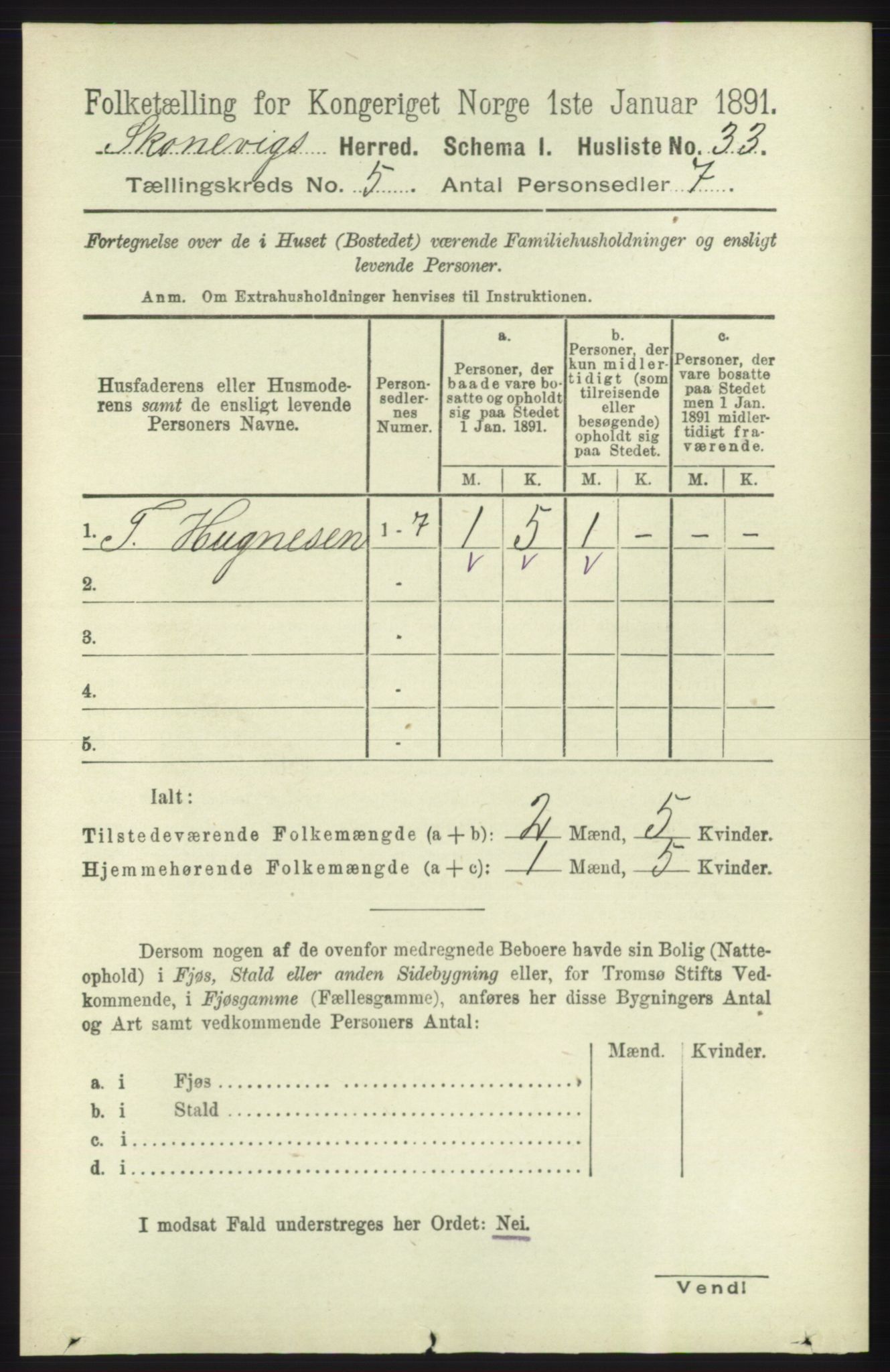 RA, 1891 census for 1212 Skånevik, 1891, p. 1253