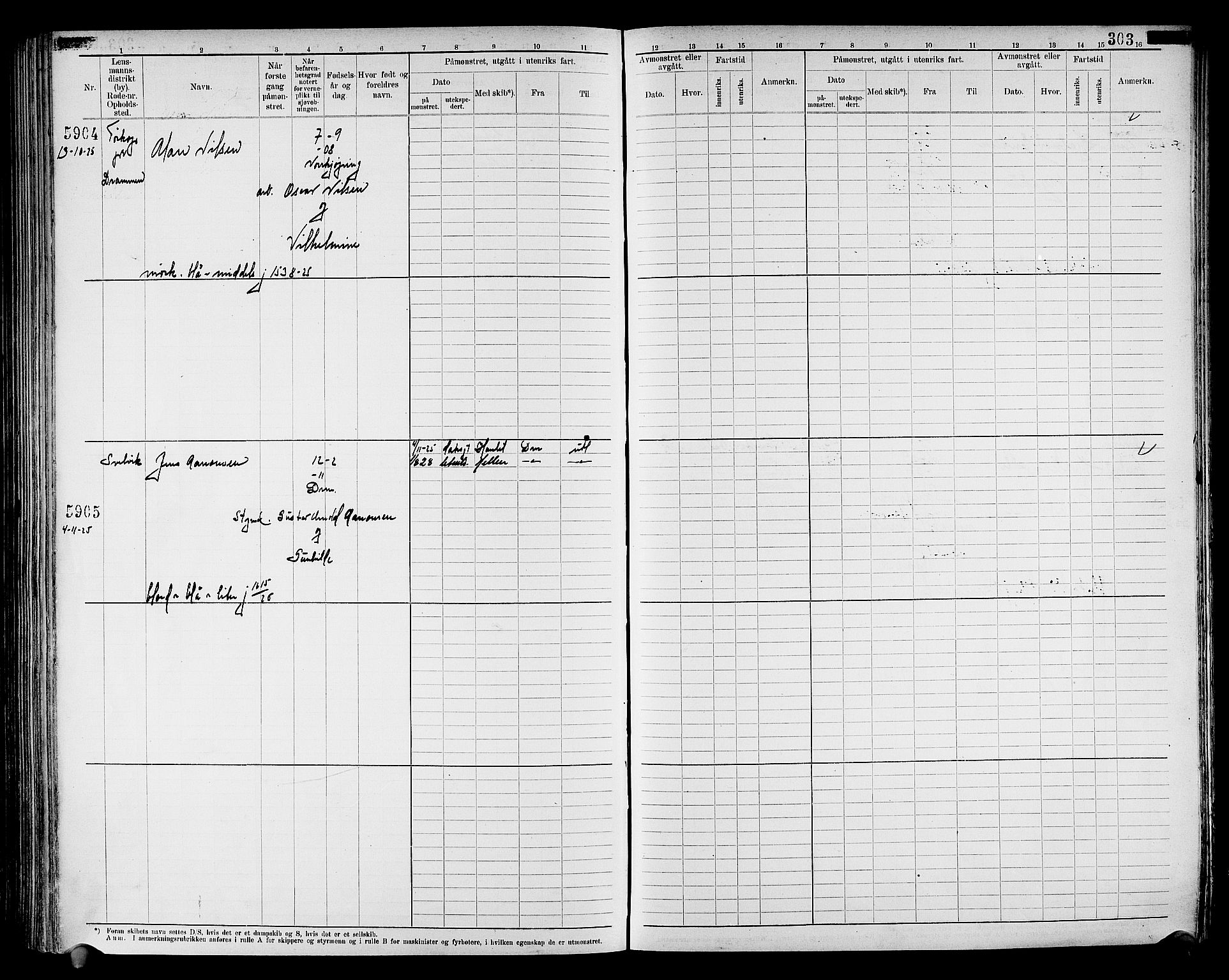 Drammen innrulleringsdistrikt, AV/SAKO-A-781/F/Fc/L0008: Hovedrulle, 1923, p. 309