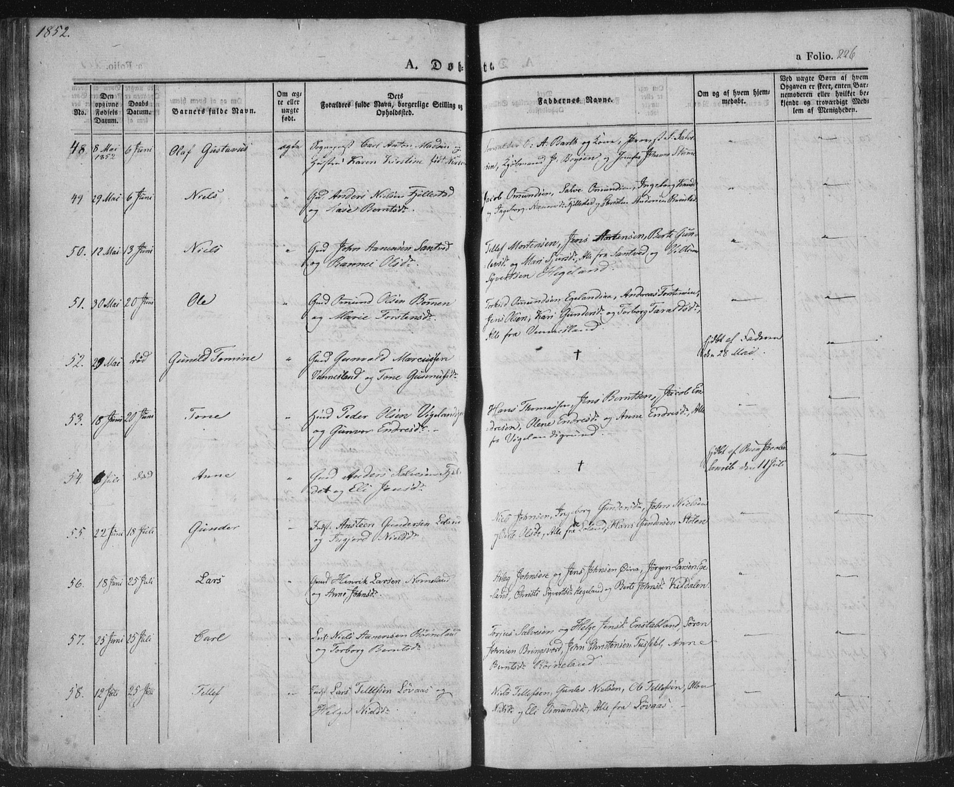 Vennesla sokneprestkontor, SAK/1111-0045/Fa/Fac/L0004: Parish register (official) no. A 4, 1834-1855, p. 226