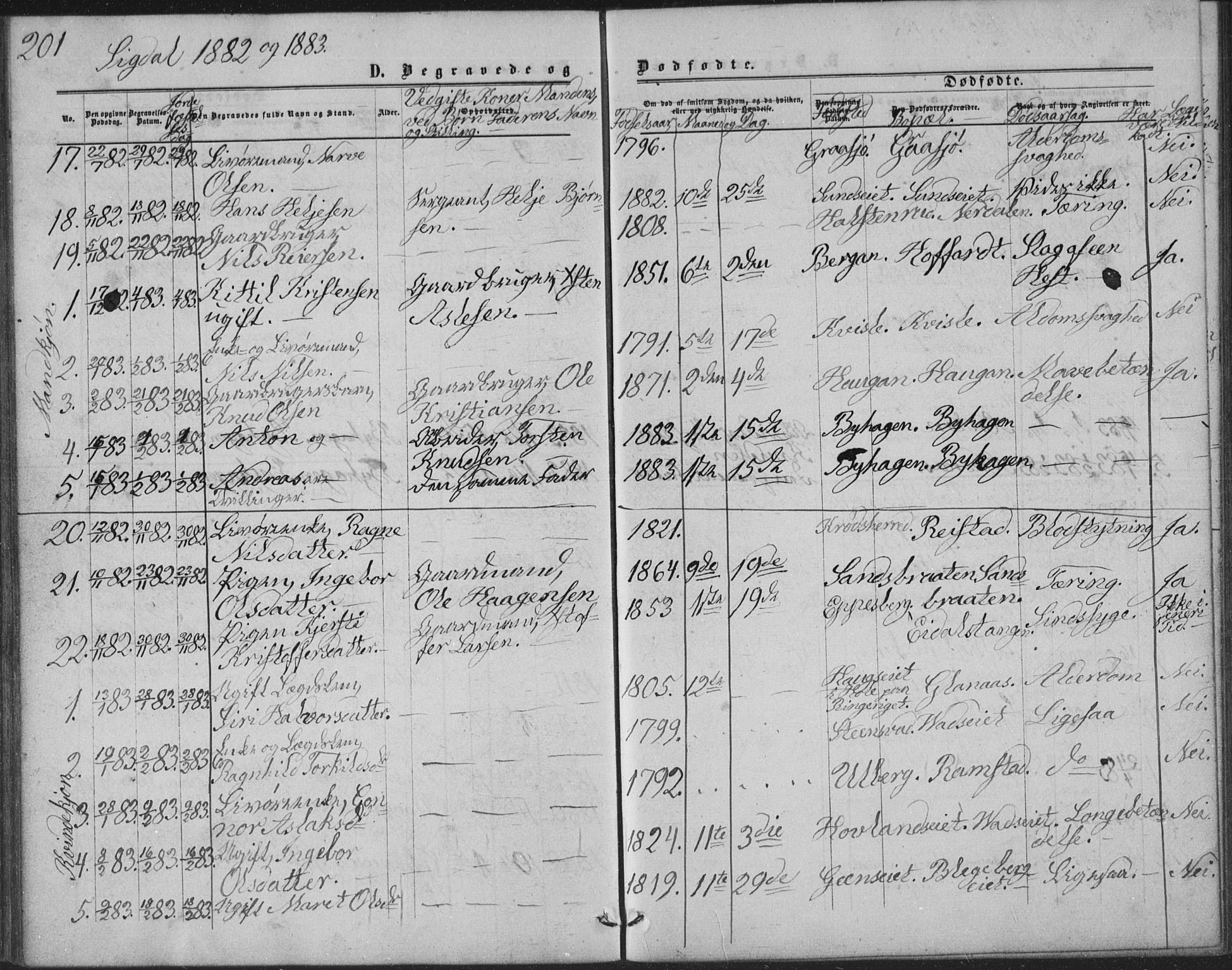 Sigdal kirkebøker, AV/SAKO-A-245/G/Ga/L0004: Parish register (copy) no. I 4, 1879-1885, p. 201