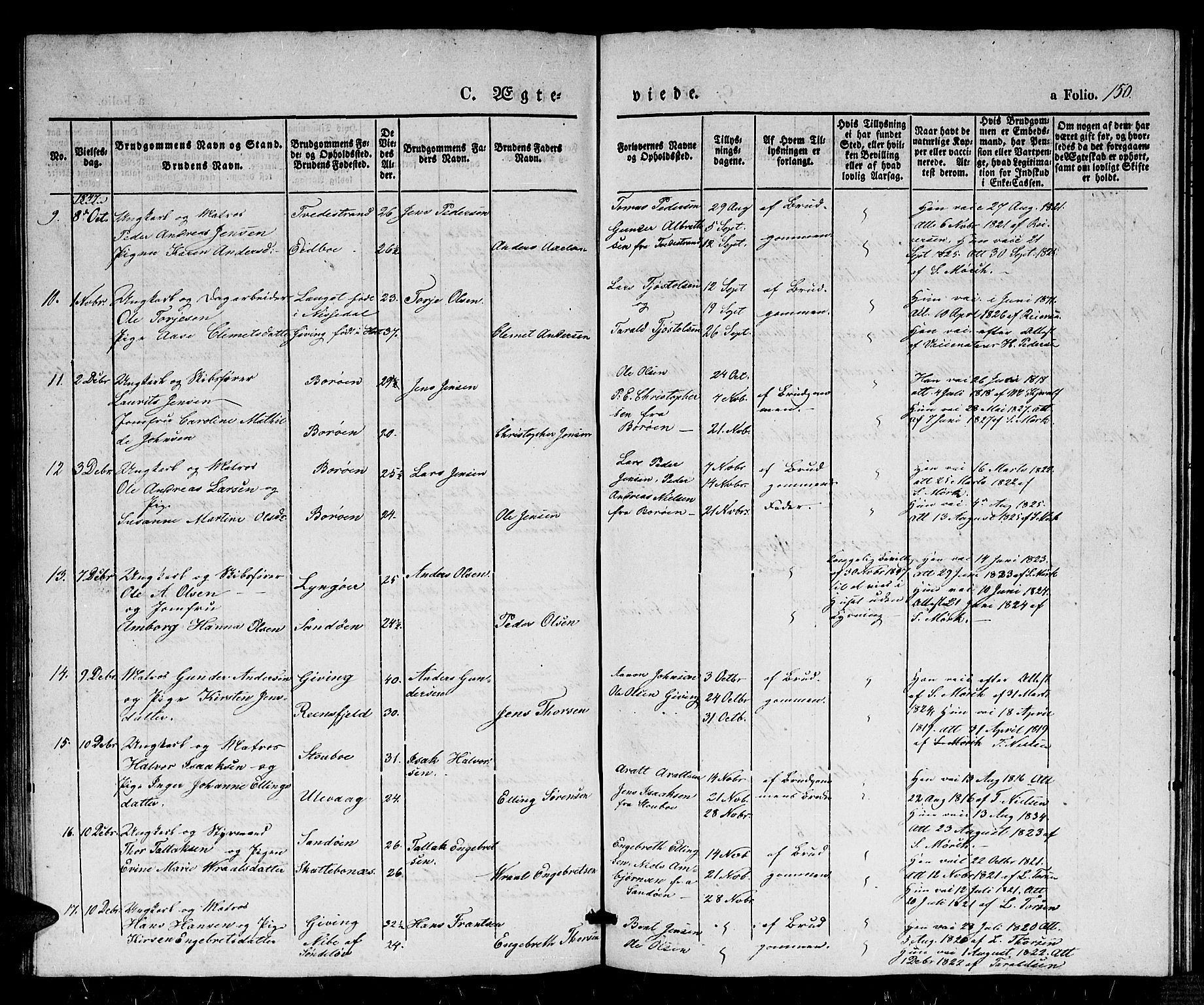 Dypvåg sokneprestkontor, SAK/1111-0007/F/Fb/Fba/L0010: Parish register (copy) no. B 10, 1842-1857, p. 150