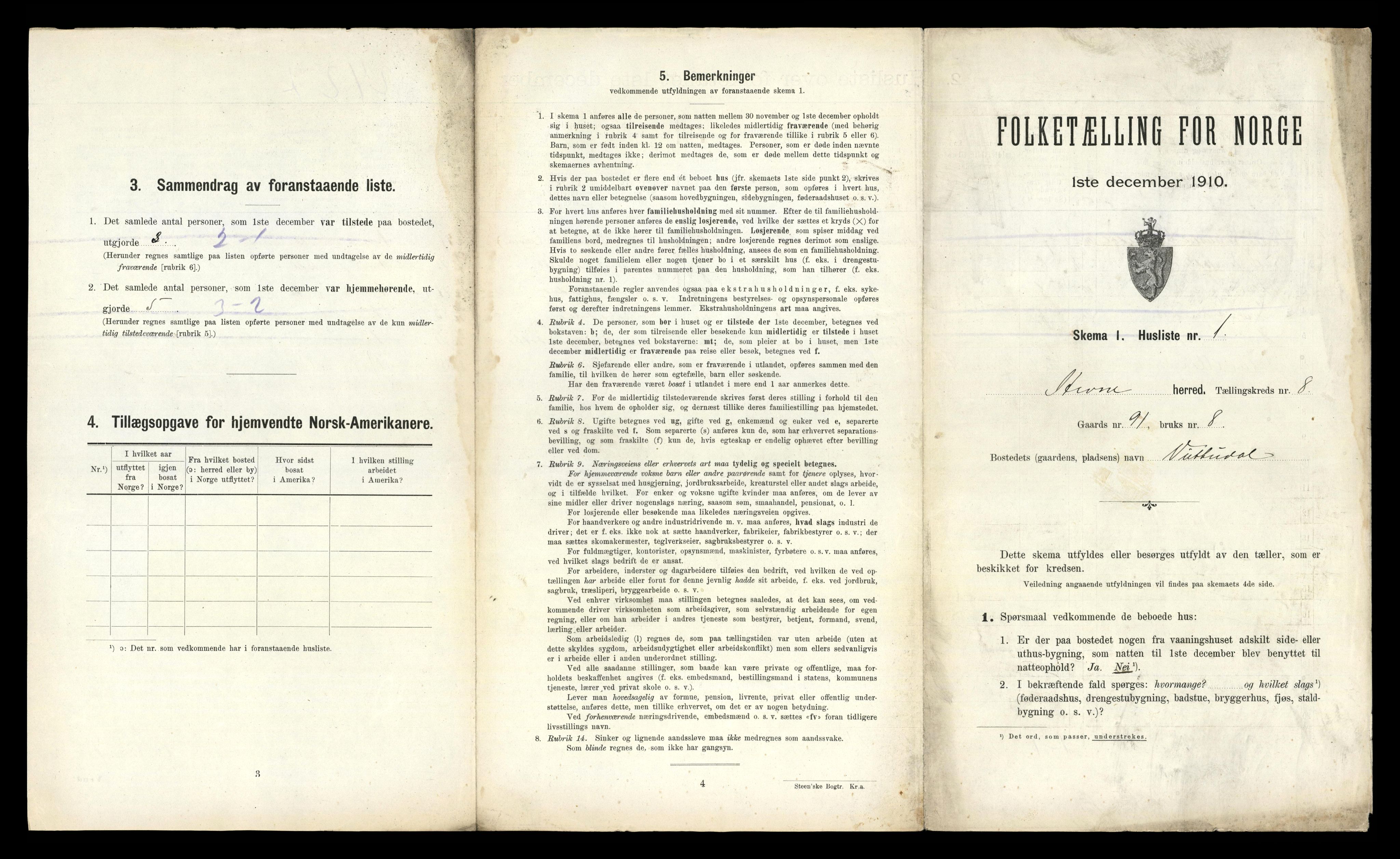 RA, 1910 census for Hemne, 1910, p. 917