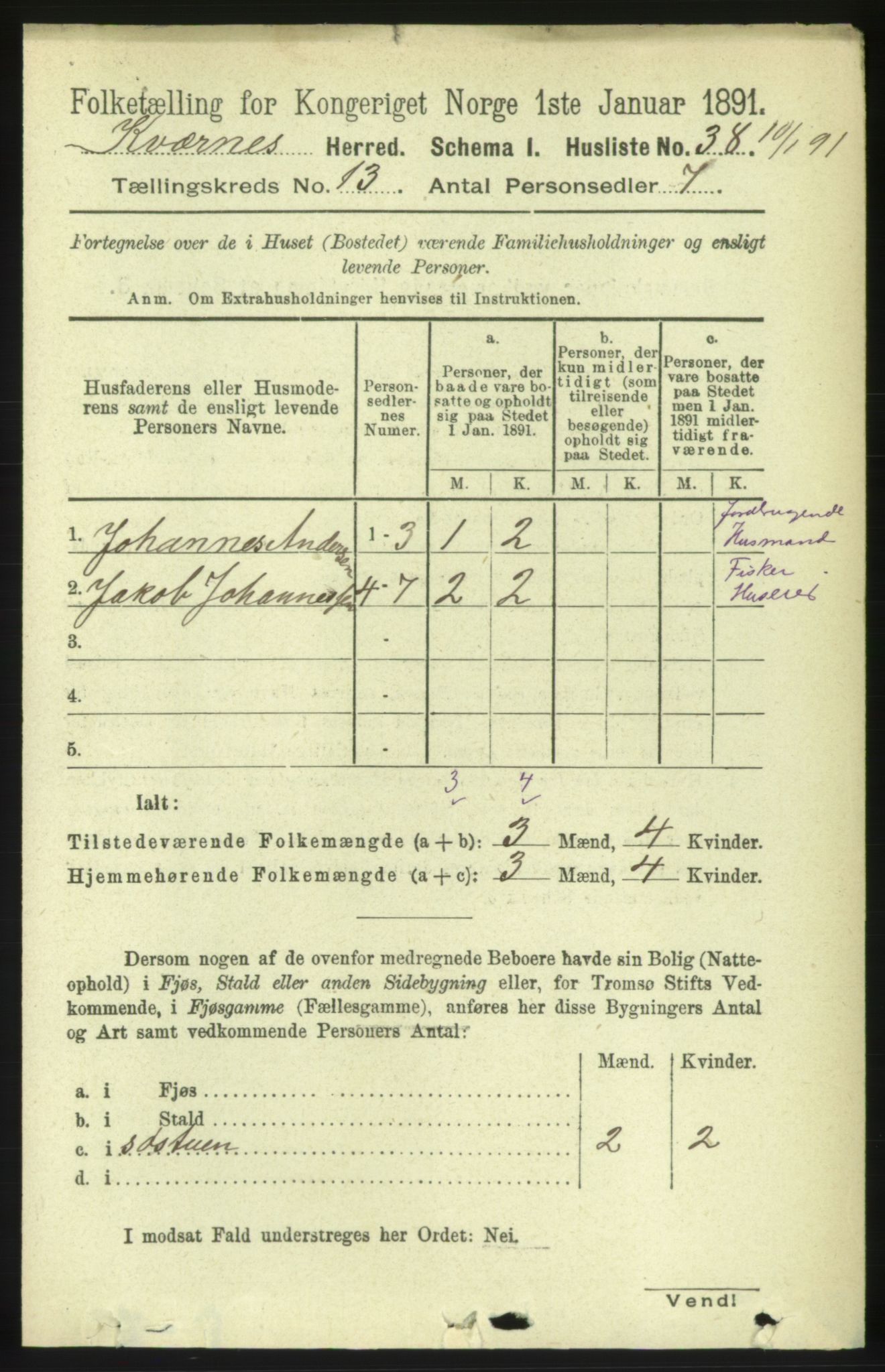 RA, 1891 census for 1553 Kvernes, 1891, p. 5422