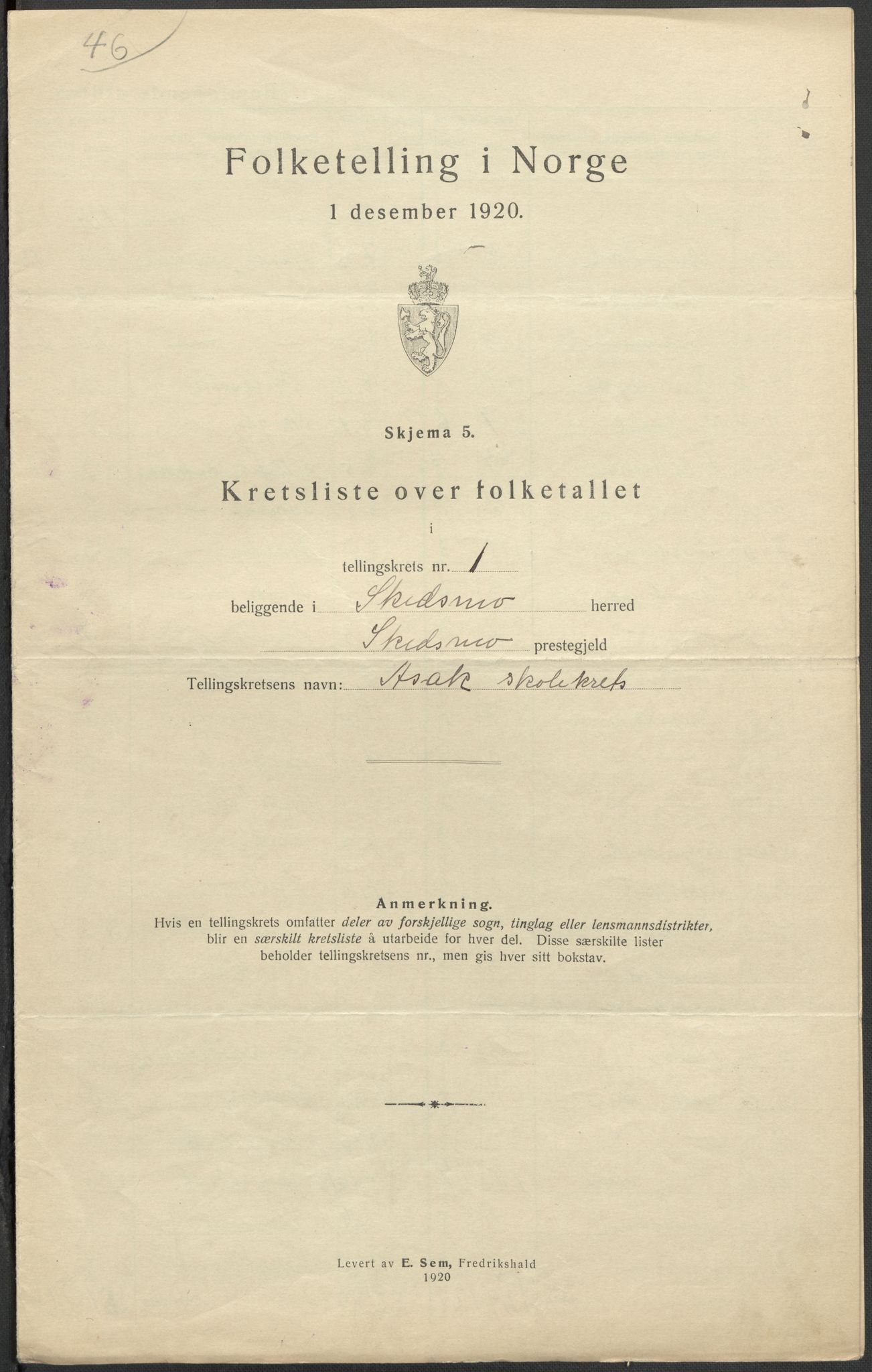 SAO, 1920 census for Skedsmo, 1920, p. 8