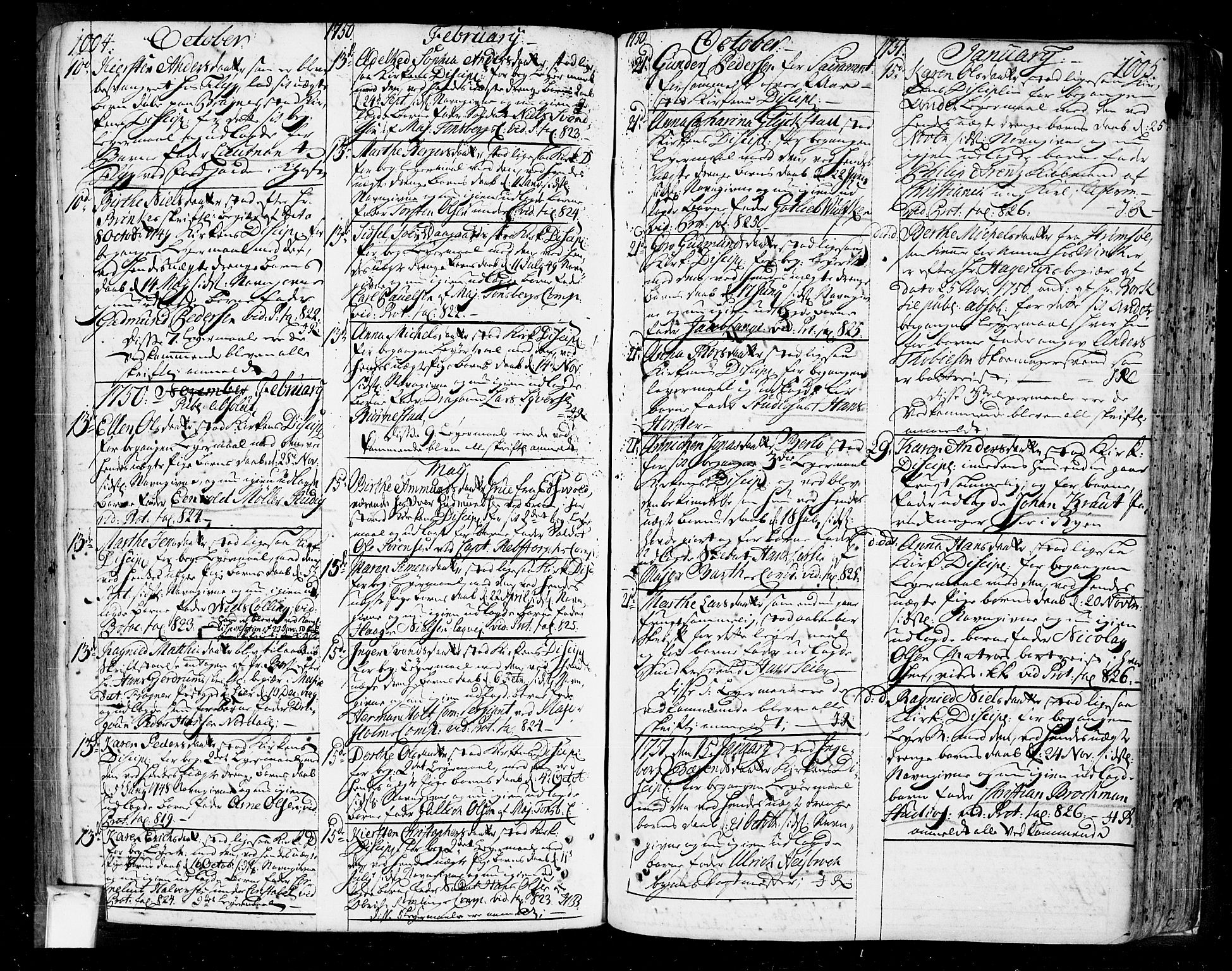 Oslo domkirke Kirkebøker, SAO/A-10752/F/Fa/L0004: Parish register (official) no. 4, 1743-1786, p. 1004-1005