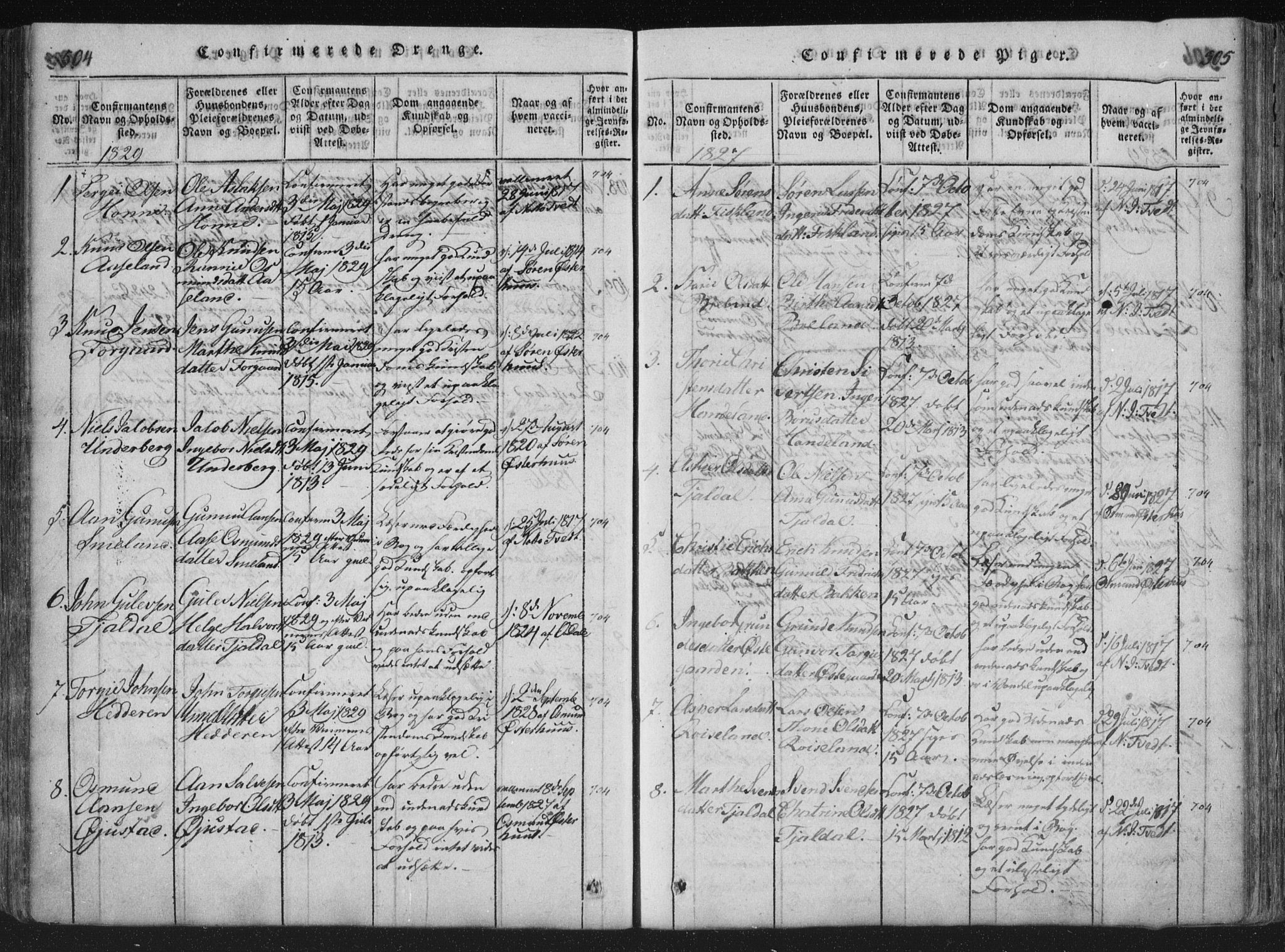 Åseral sokneprestkontor, SAK/1111-0051/F/Fa/L0001: Parish register (official) no. A 1, 1815-1853, p. 504-505