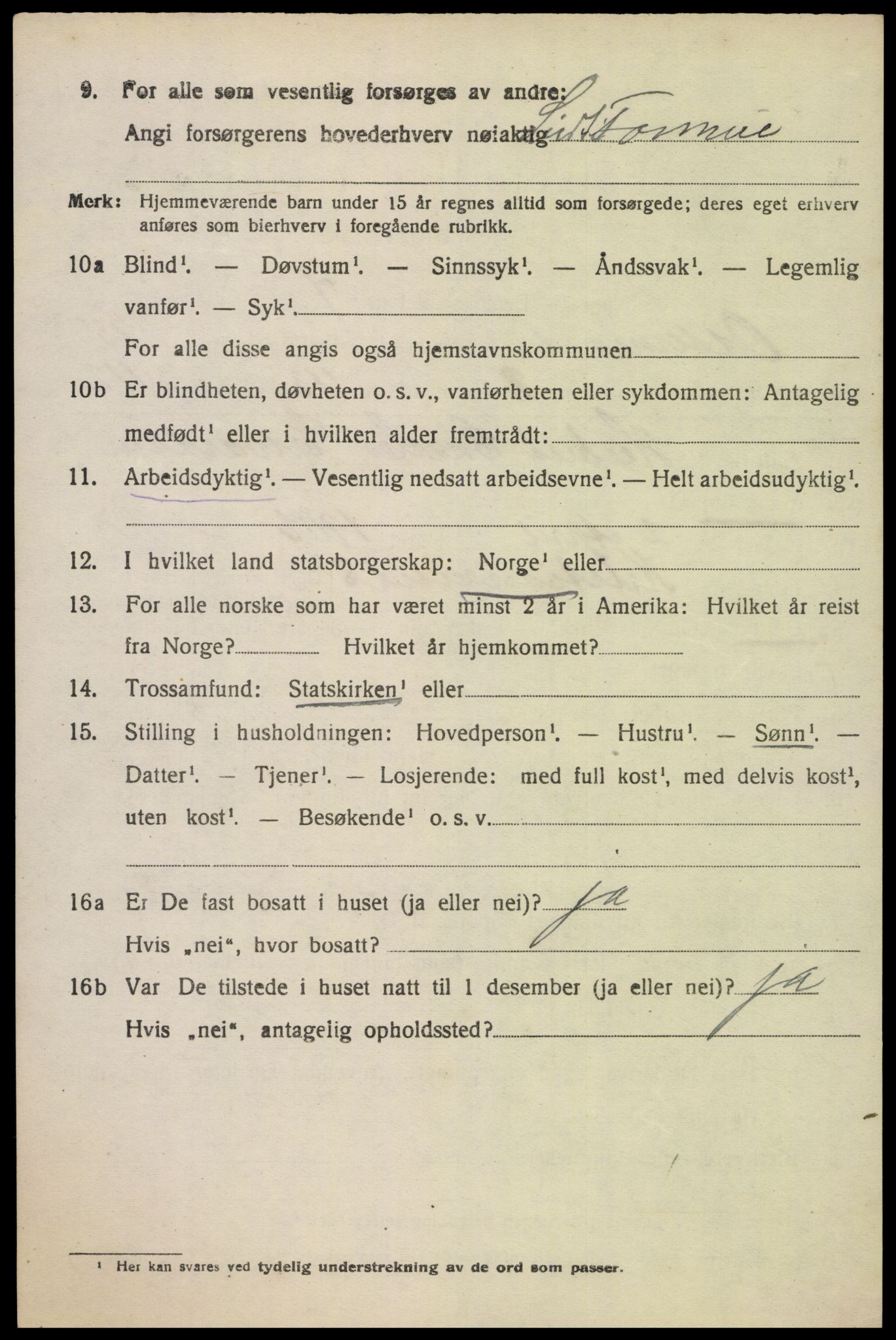 SAK, 1920 census for Oddernes, 1920, p. 9902