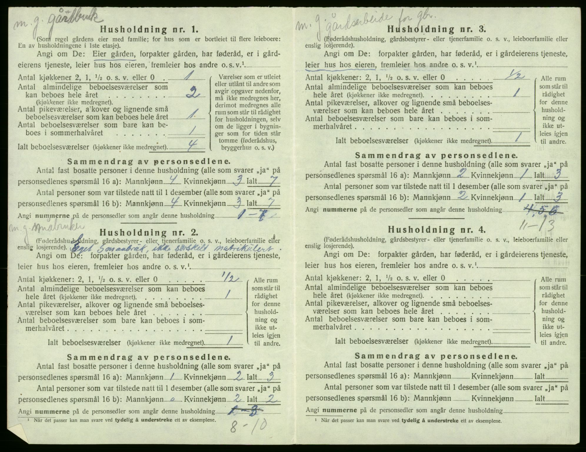 SAB, 1920 census for Stord, 1920, p. 180