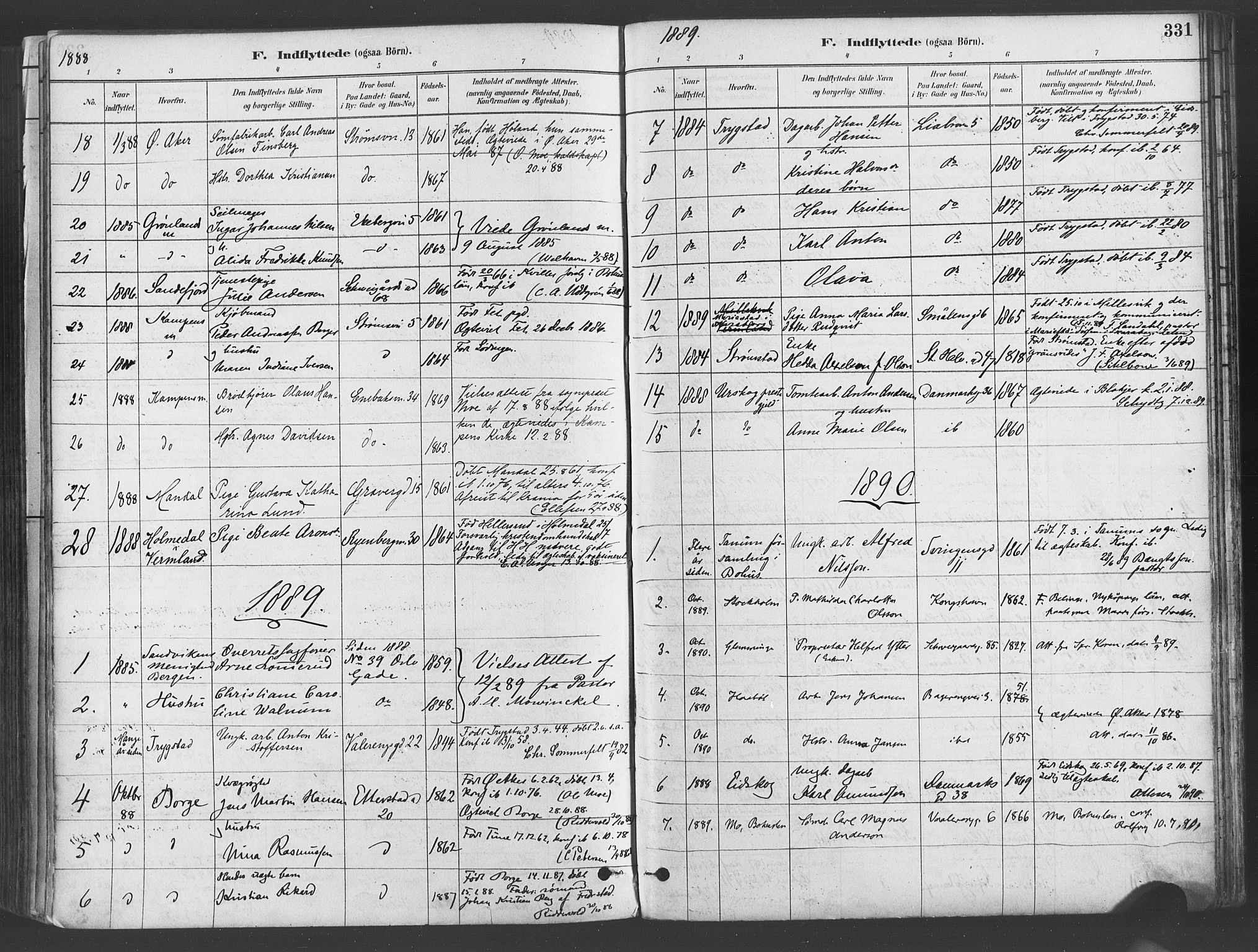 Gamlebyen prestekontor Kirkebøker, SAO/A-10884/F/Fa/L0006: Parish register (official) no. 6, 1881-1890, p. 331