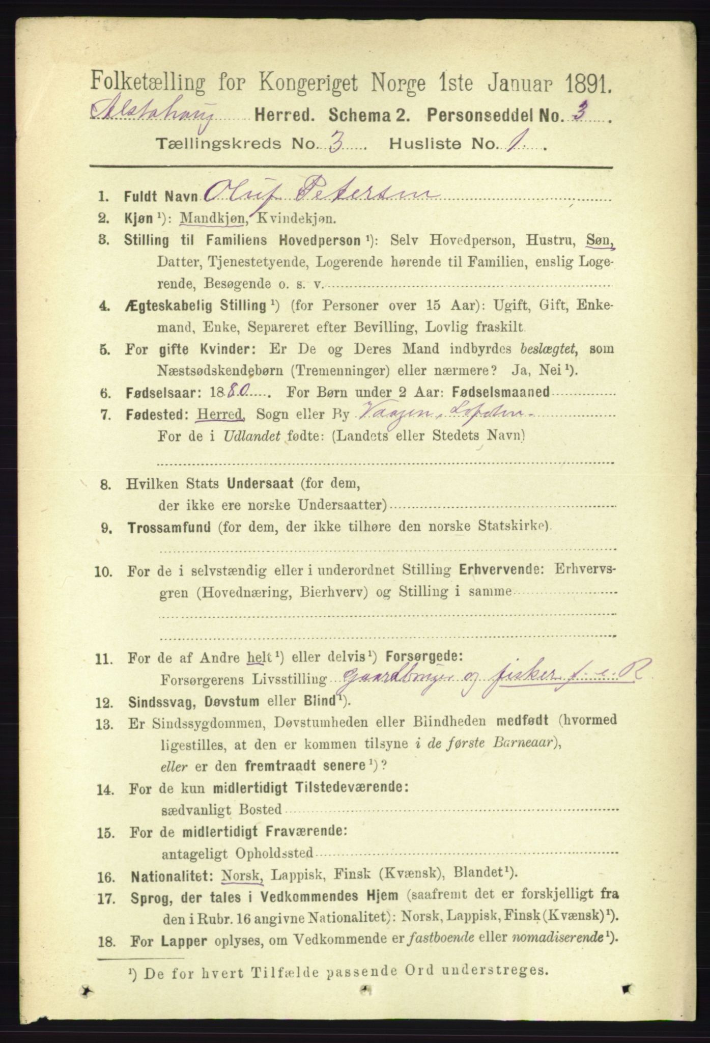 RA, 1891 census for 1820 Alstahaug, 1891, p. 1096