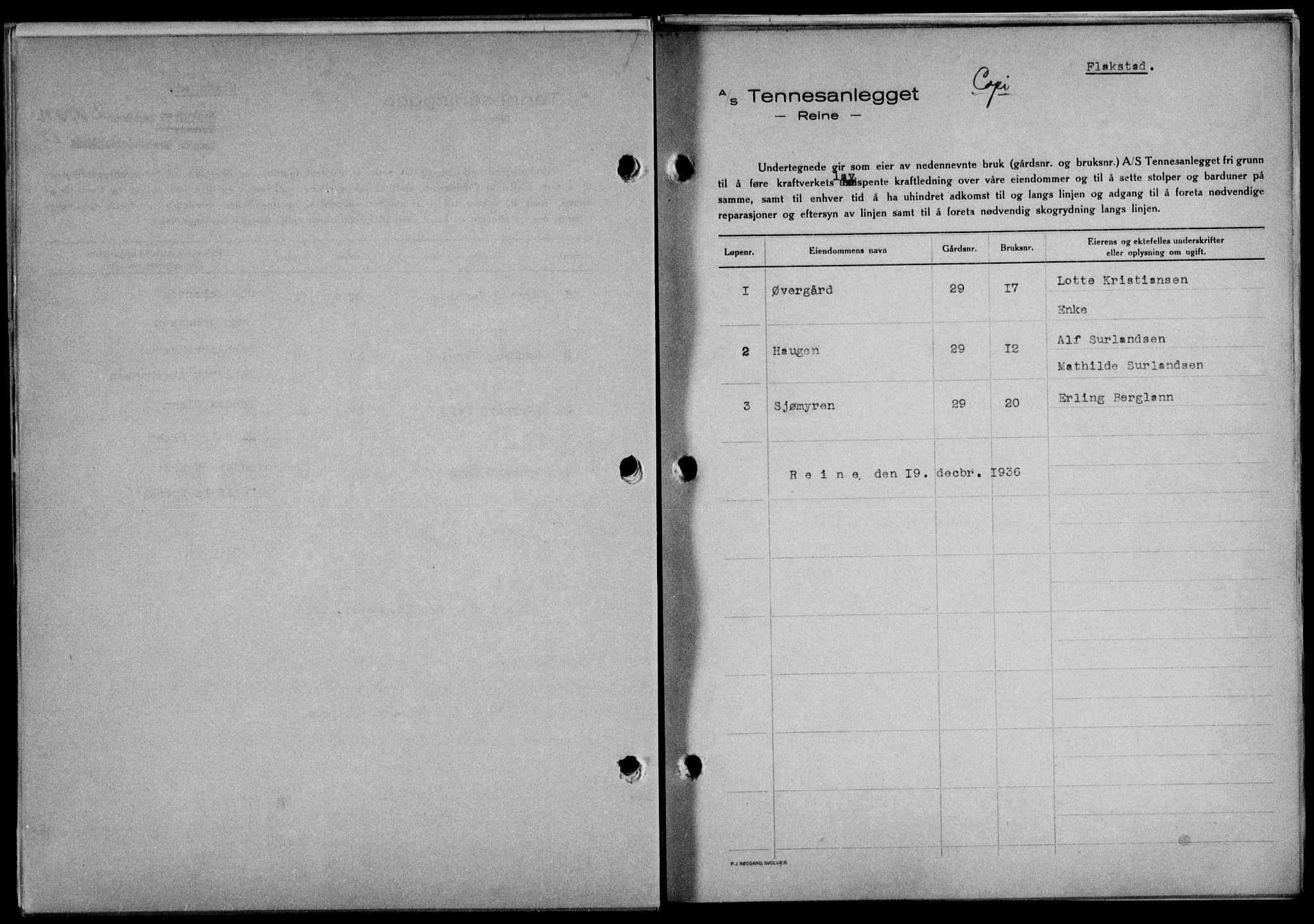 Lofoten sorenskriveri, SAT/A-0017/1/2/2C/L0001a: Mortgage book no. 1a, 1936-1937, Diary no: : 2354/1936