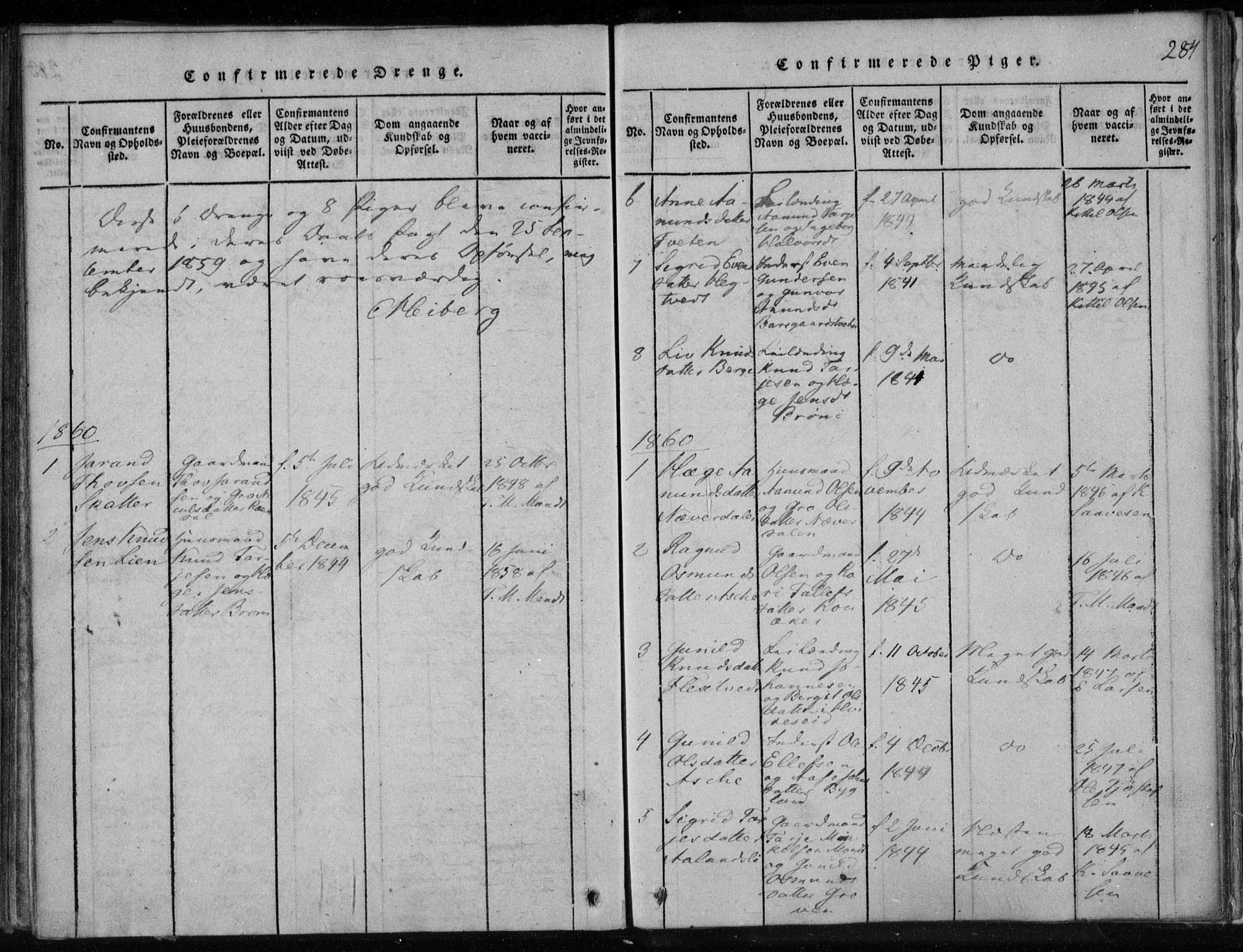 Lårdal kirkebøker, SAKO/A-284/F/Fa/L0005: Parish register (official) no. I 5, 1815-1860, p. 284