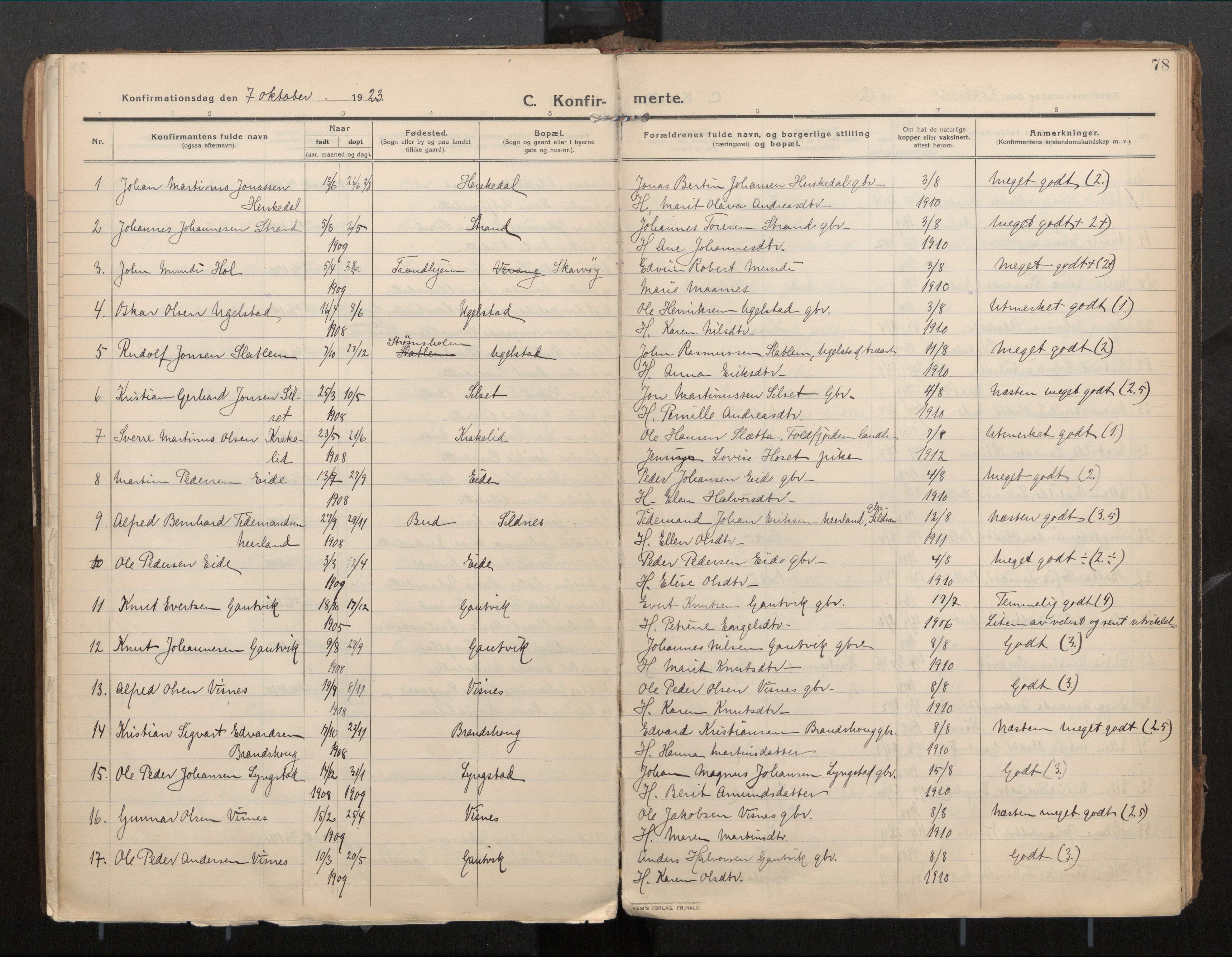 Ministerialprotokoller, klokkerbøker og fødselsregistre - Møre og Romsdal, SAT/A-1454/571/L0836b: Parish register (official) no. 571A03, 1911-1926, p. 78
