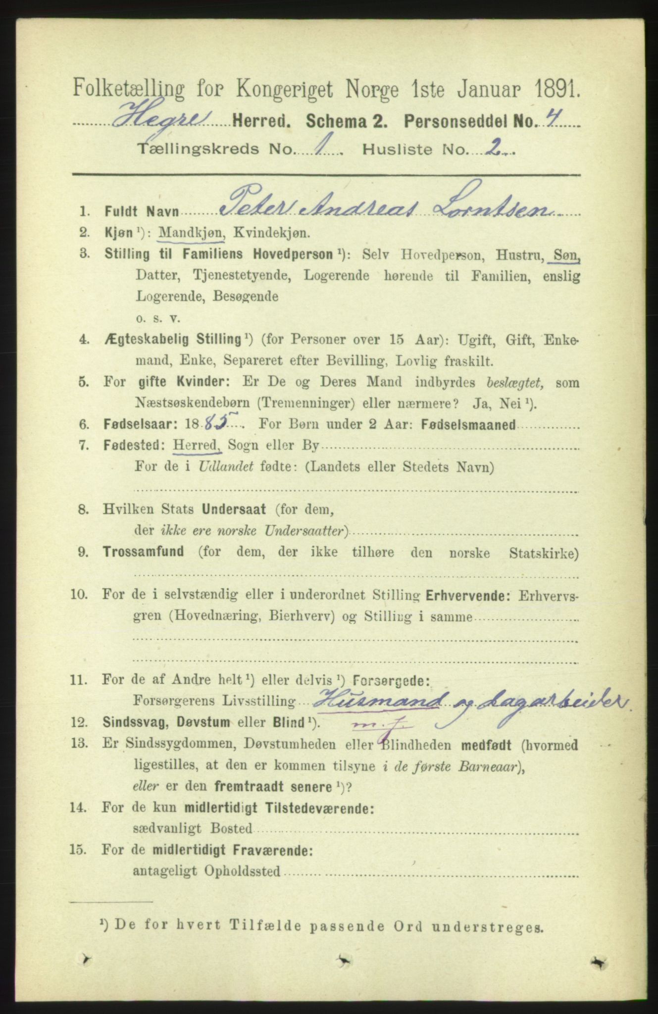 RA, 1891 census for 1712 Hegra, 1891, p. 84