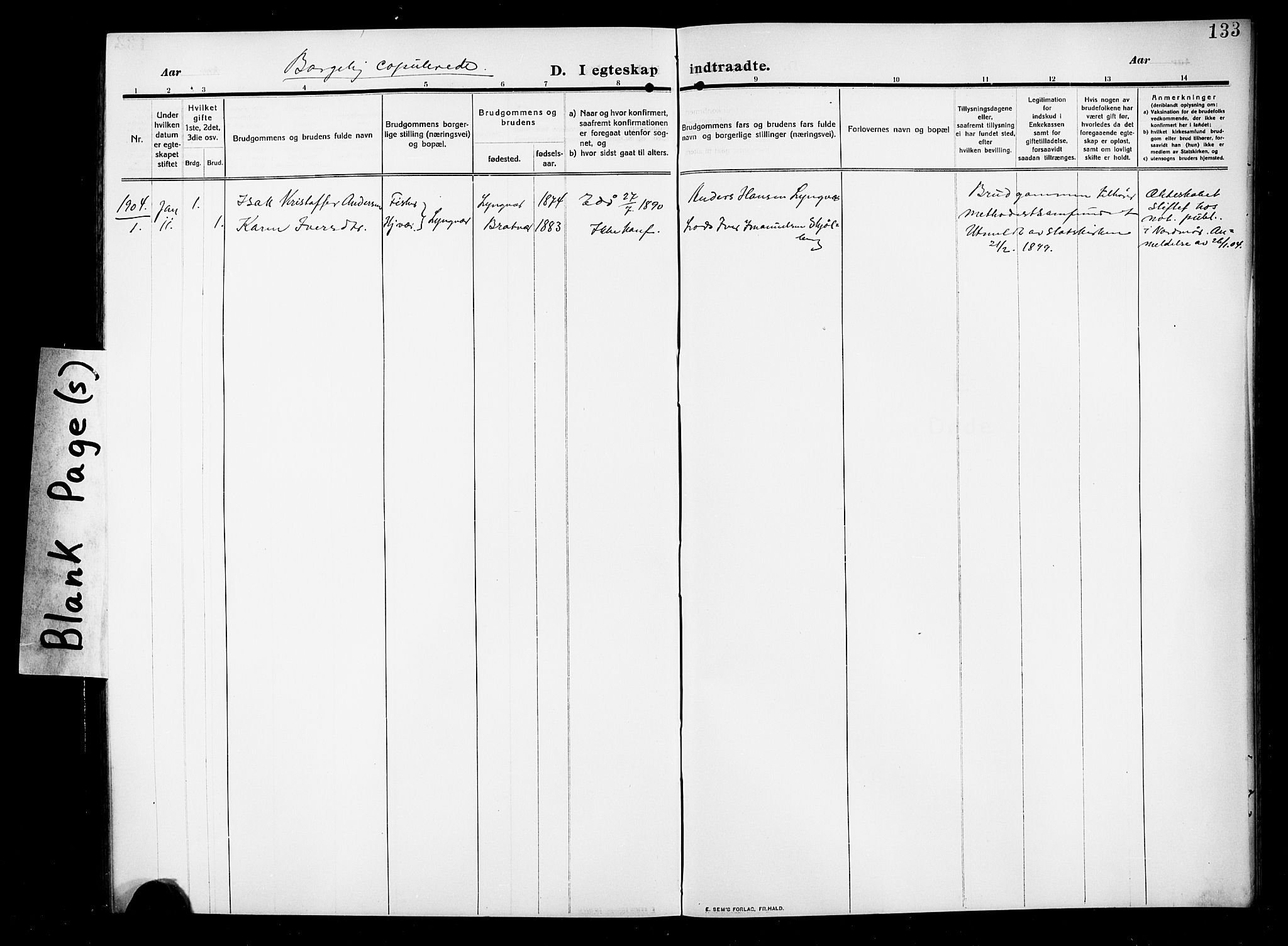 Ministerialprotokoller, klokkerbøker og fødselsregistre - Møre og Romsdal, SAT/A-1454/582/L0949: Parish register (copy) no. 582C01, 1909-1925, p. 133
