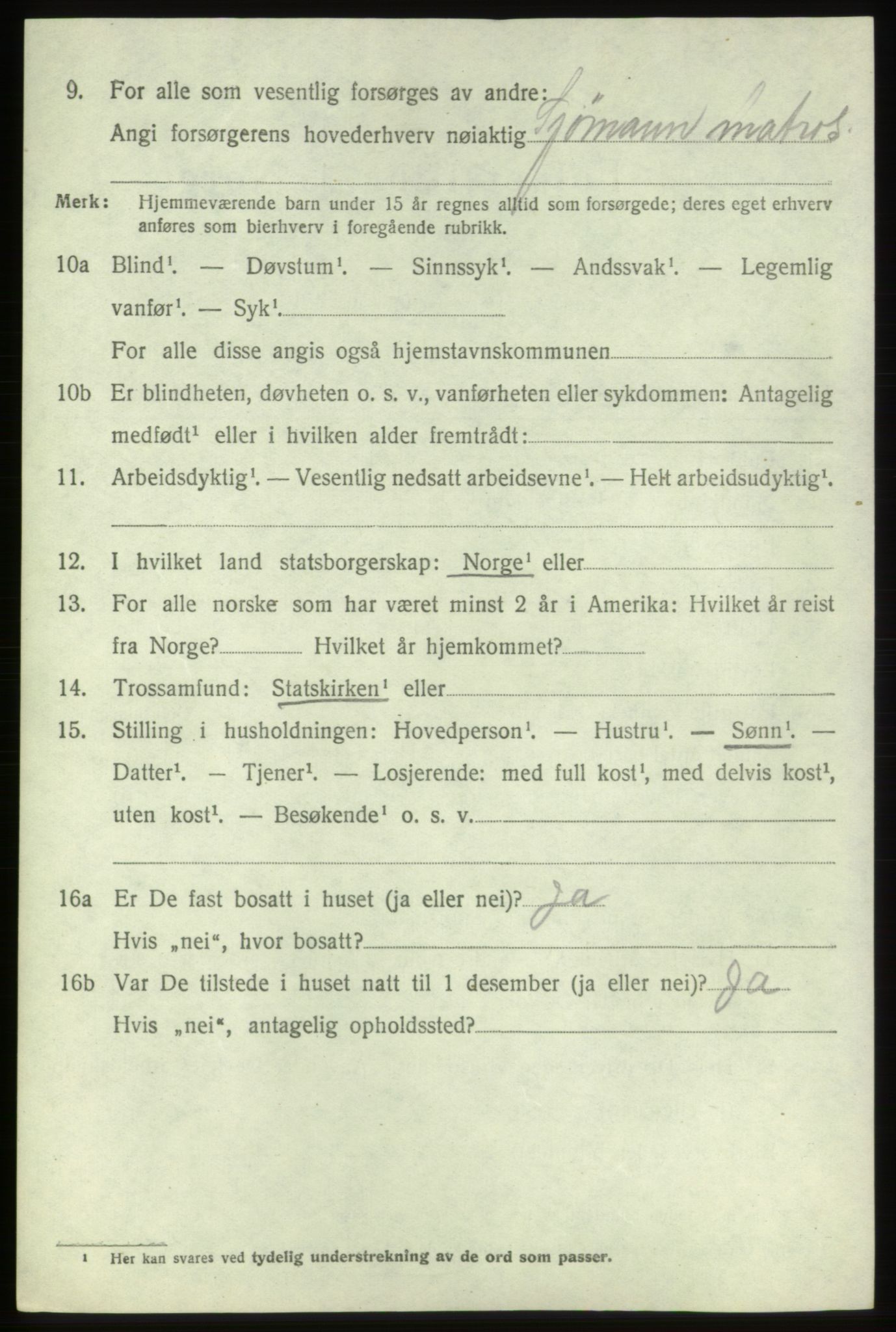 SAB, 1920 census for Bremnes, 1920, p. 7573