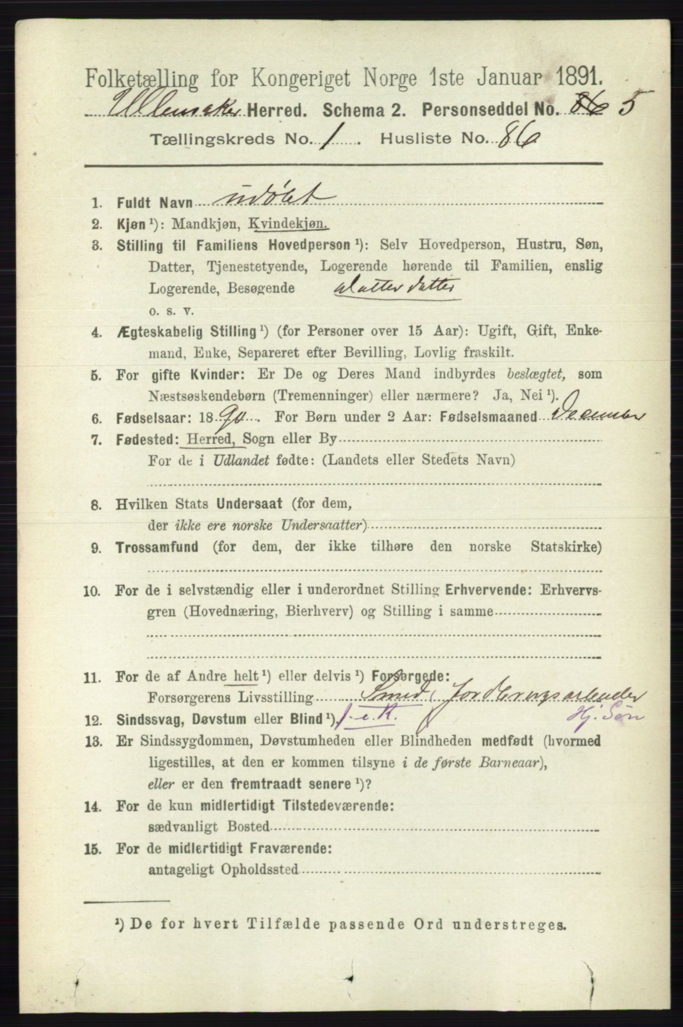 RA, 1891 census for 0235 Ullensaker, 1891, p. 624