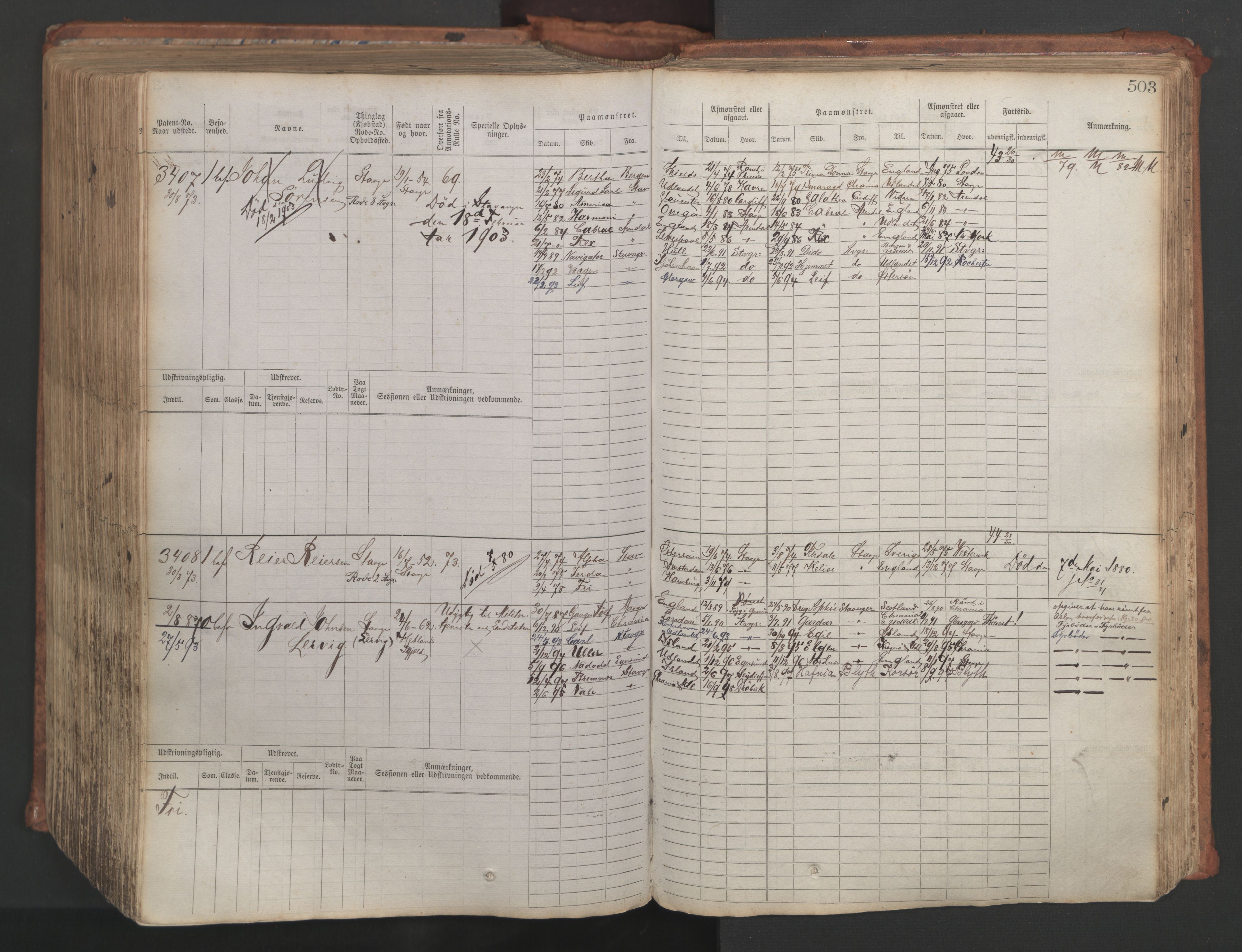 Stavanger sjømannskontor, AV/SAST-A-102006/F/Fb/Fbb/L0007: Sjøfartshovedrulle, patentnr. 2403-3604, 1869-1880, p. 555