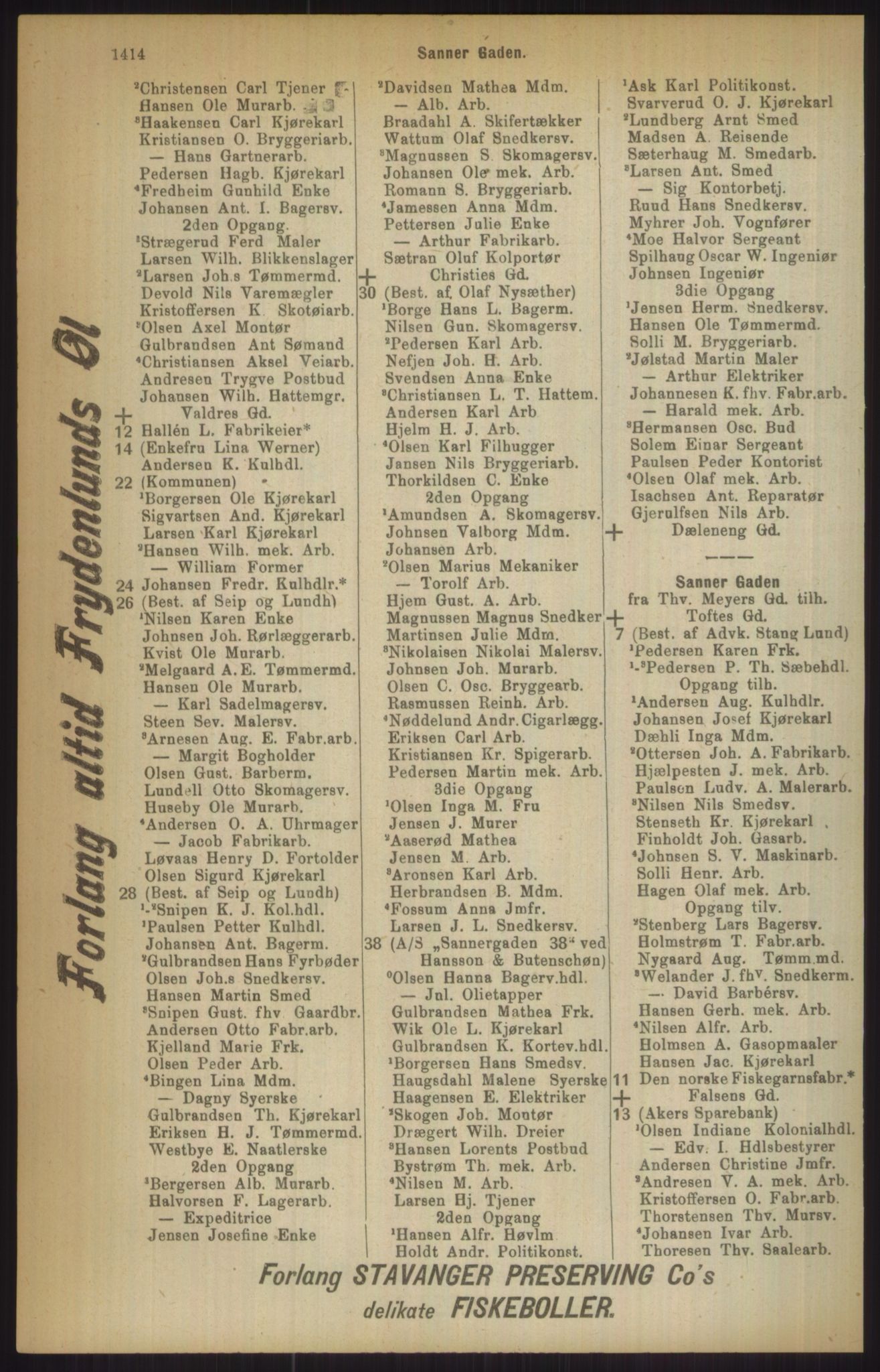 Kristiania/Oslo adressebok, PUBL/-, 1911, p. 1414