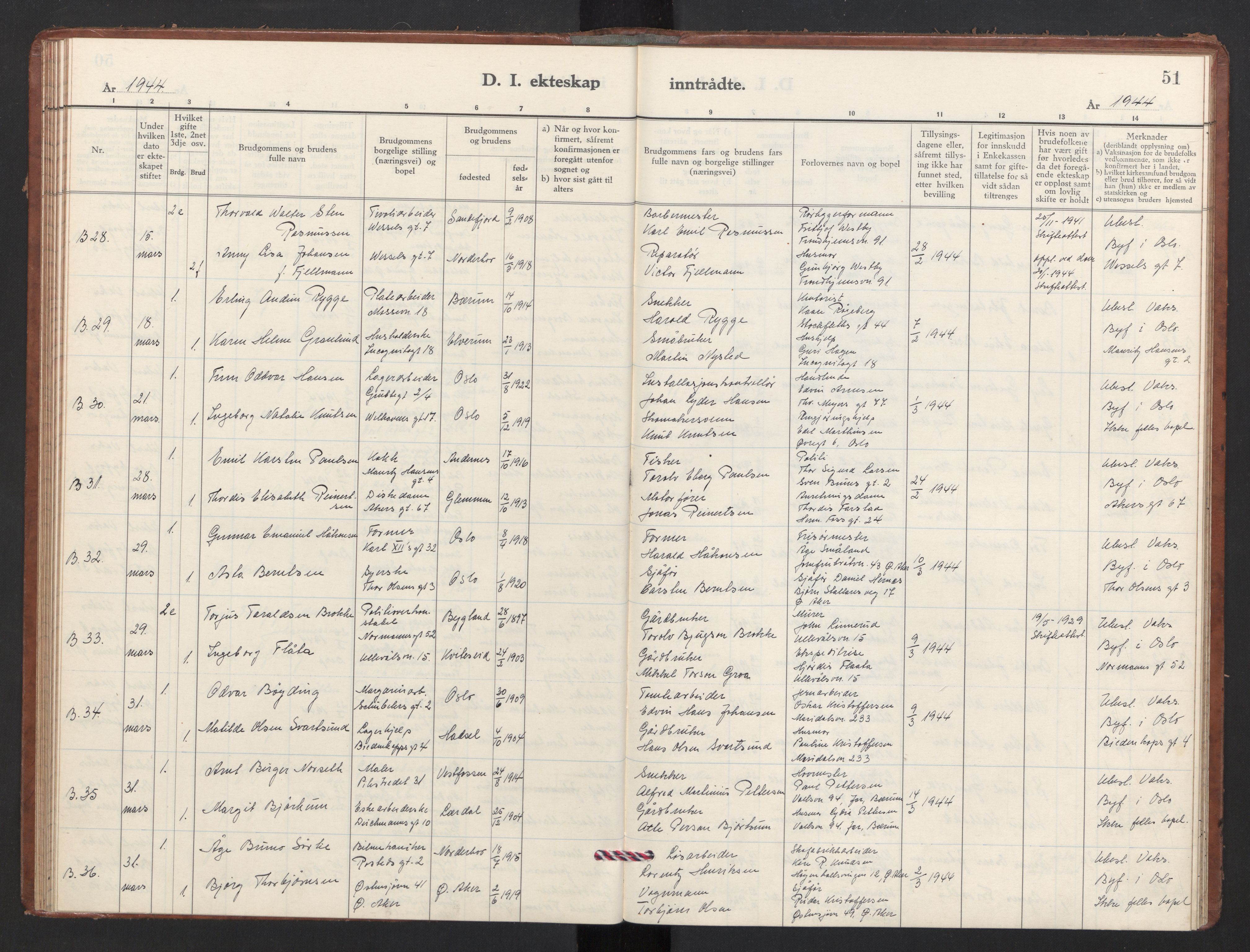 Trefoldighet prestekontor Kirkebøker, AV/SAO-A-10882/F/Fg/L0003: Parish register (official) no. VII 3, 1940-1948, p. 51