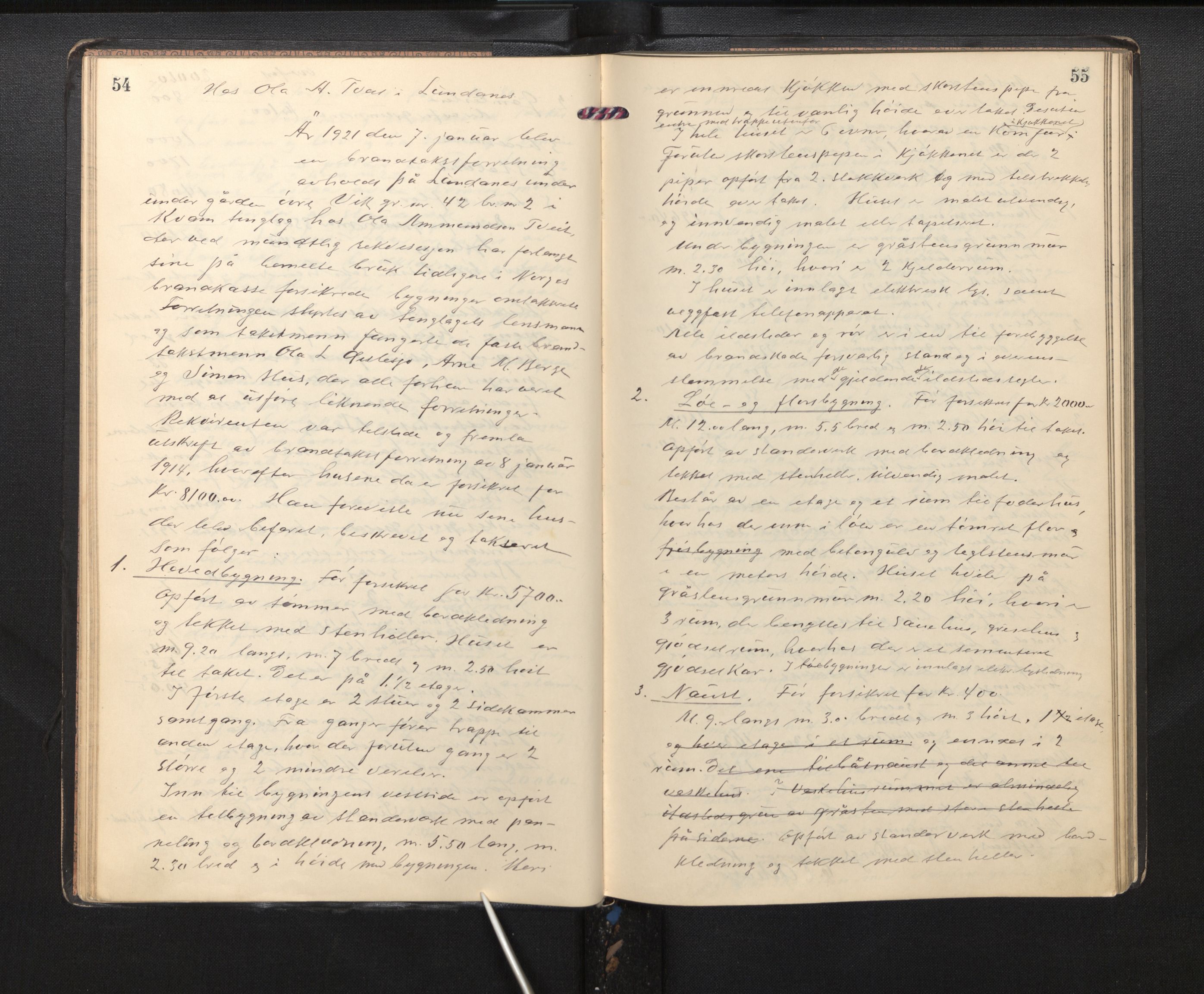 Lensmannen i Kvam, AV/SAB-A-33201/0012/L0003: Branntakstprotokoll, 1919-1941, p. 54-55