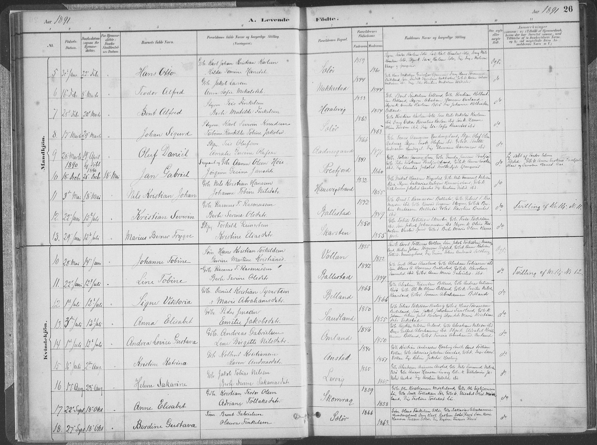 Lyngdal sokneprestkontor, AV/SAK-1111-0029/F/Fa/Faa/L0004: Parish register (official) no. A 4, 1883-1904, p. 26