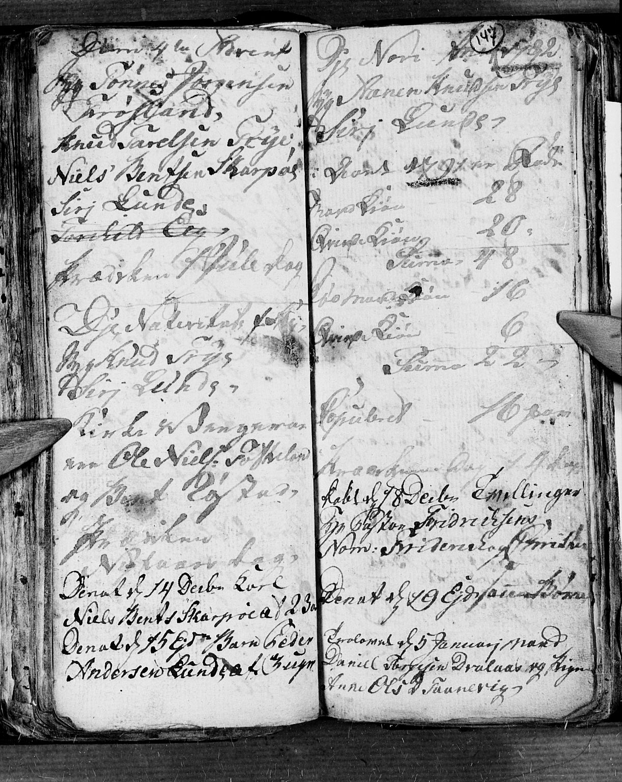 Søgne sokneprestkontor, SAK/1111-0037/F/Fb/Fbb/L0001: Parish register (copy) no. B 1, 1779-1802, p. 147