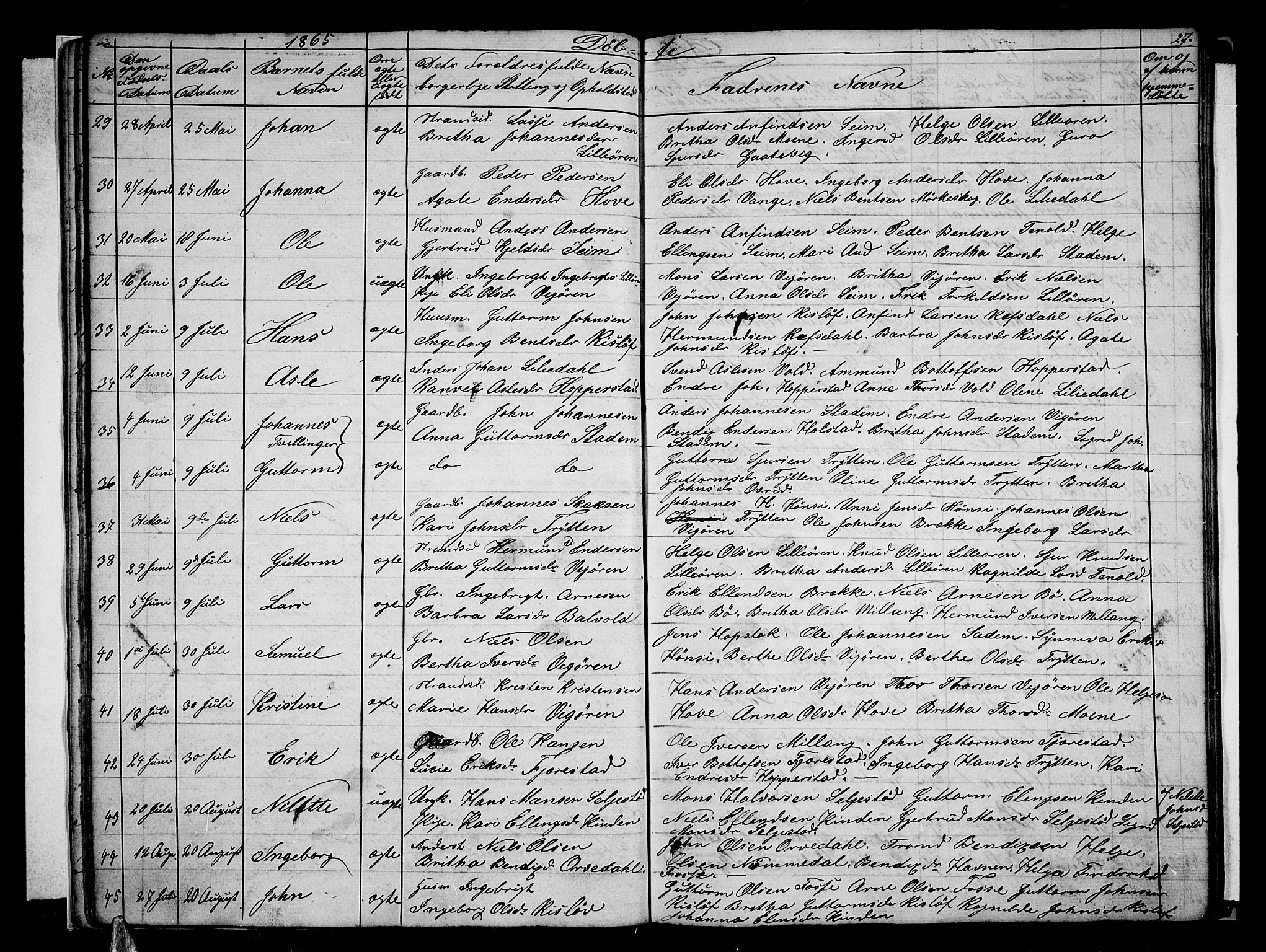 Vik sokneprestembete, AV/SAB-A-81501/H/Hab/Haba/L0002: Parish register (copy) no. A 2, 1856-1877, p. 27