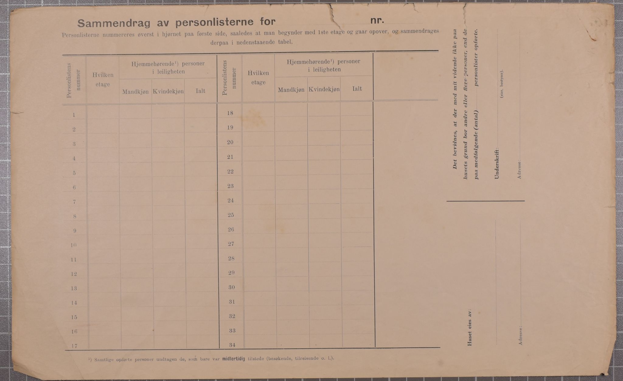 SAB, Municipal Census 1912 for Bergen, 1912, p. 1866