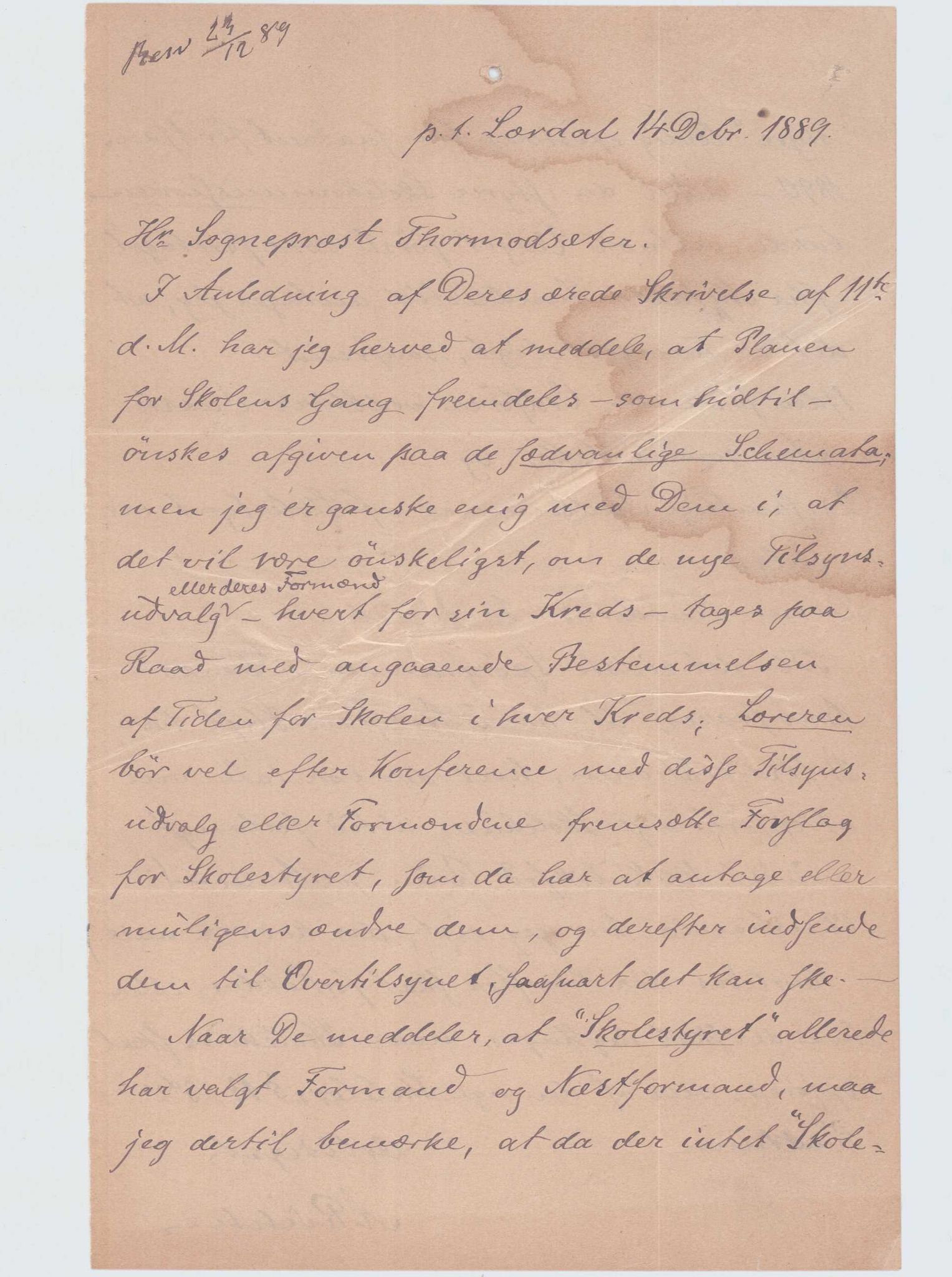 Finnaas kommune. Skulestyret, IKAH/1218a-211/D/Da/L0001/0001: Kronologisk ordna korrespondanse / Kronologisk ordna korrespondanse (litt for kvart år), 1885-1889, p. 25