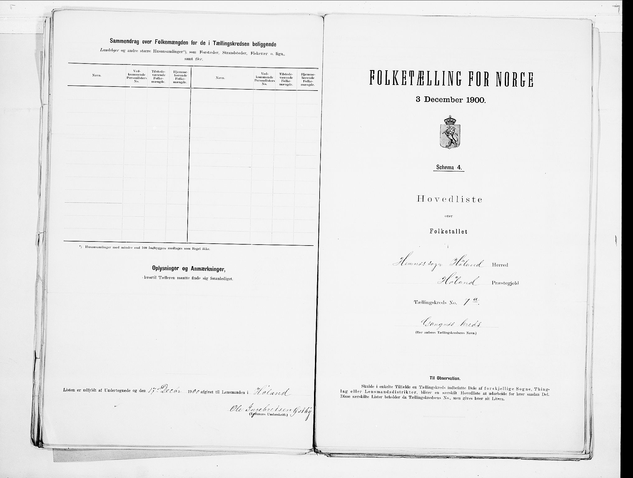 SAO, 1900 census for Høland, 1900, p. 20