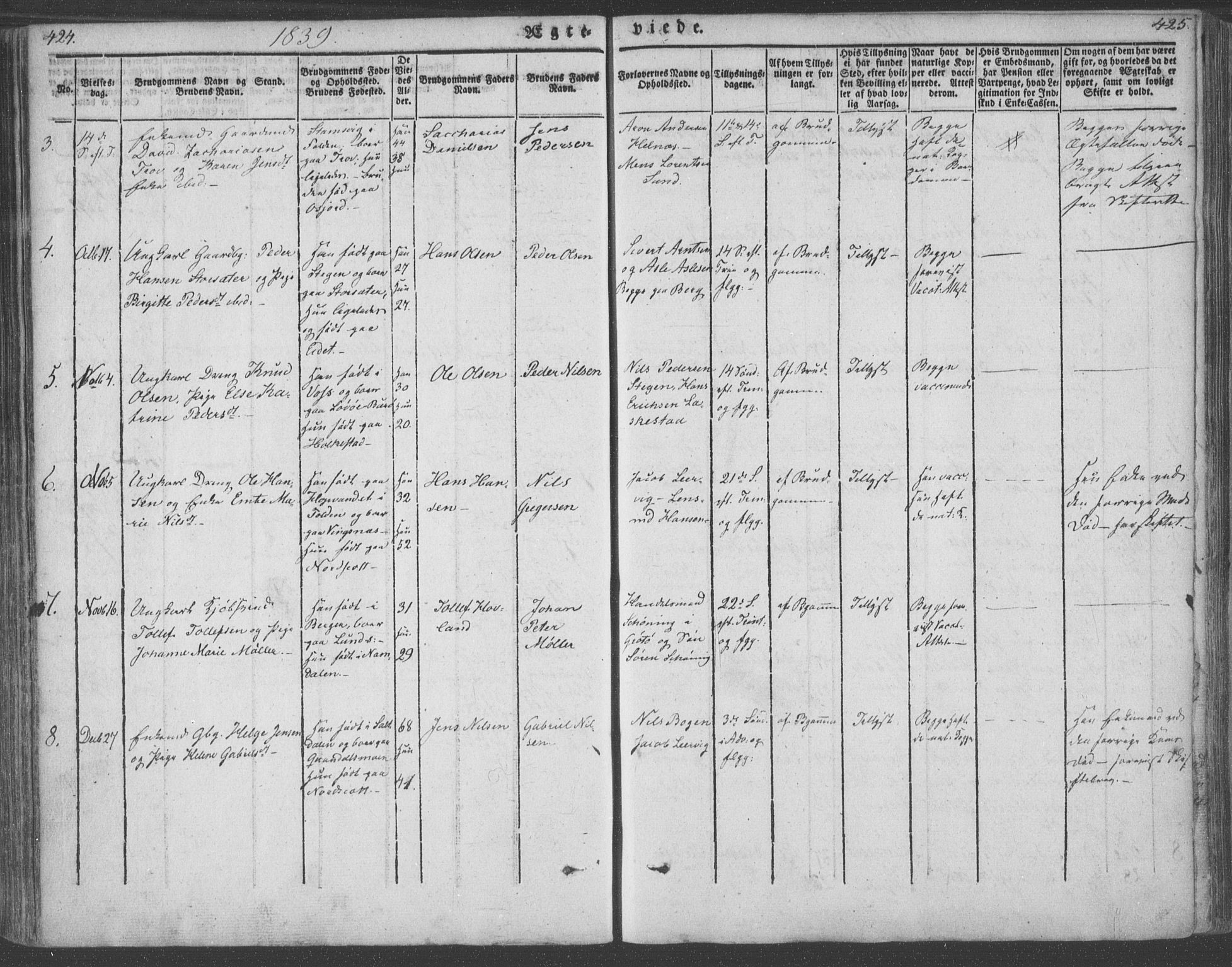 Ministerialprotokoller, klokkerbøker og fødselsregistre - Nordland, SAT/A-1459/855/L0799: Parish register (official) no. 855A07, 1834-1852, p. 424-425