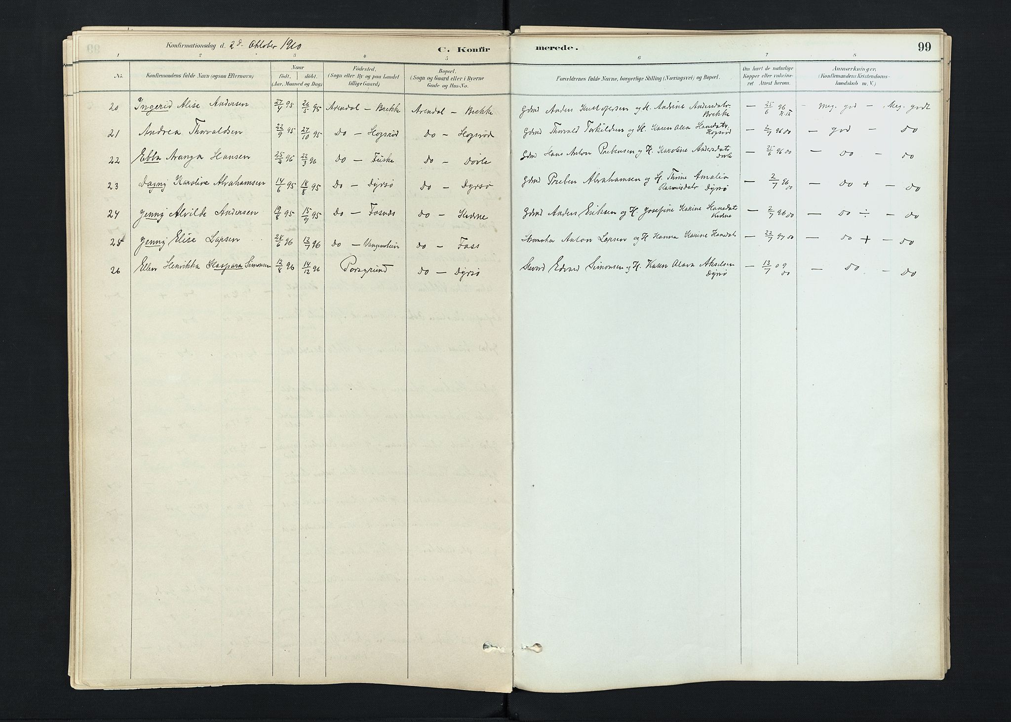 Stokke kirkebøker, AV/SAKO-A-320/F/Fc/L0001: Parish register (official) no. III 1, 1884-1910, p. 99