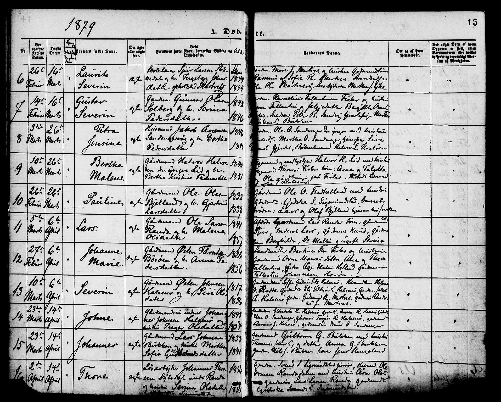 Hjelmeland sokneprestkontor, AV/SAST-A-101843/01/IV/L0013: Parish register (official) no. A 13, 1872-1886, p. 15