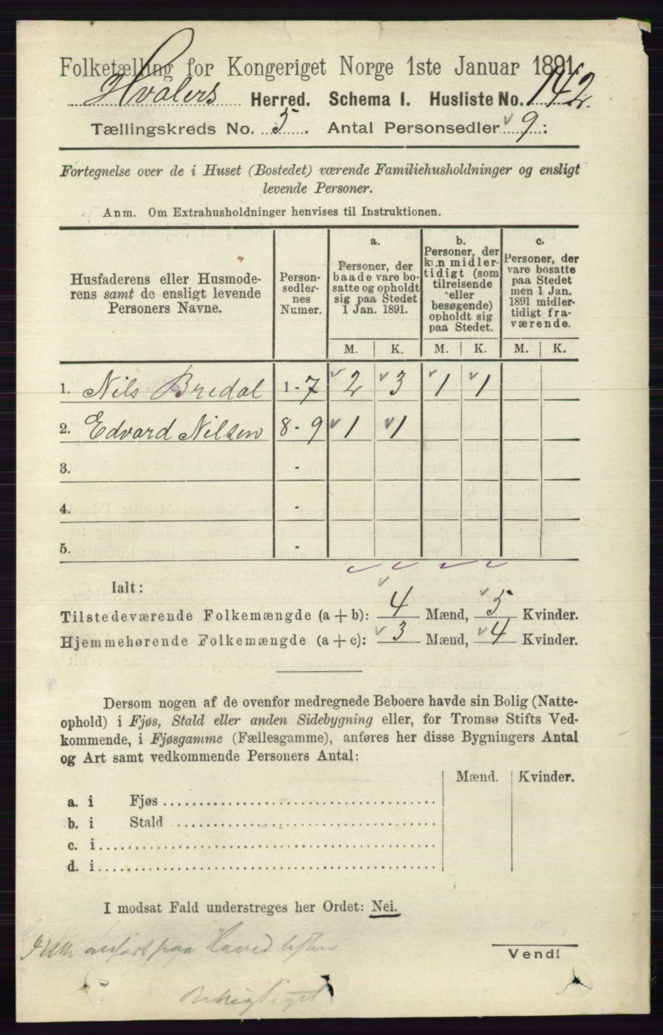 RA, 1891 census for 0111 Hvaler, 1891, p. 3182