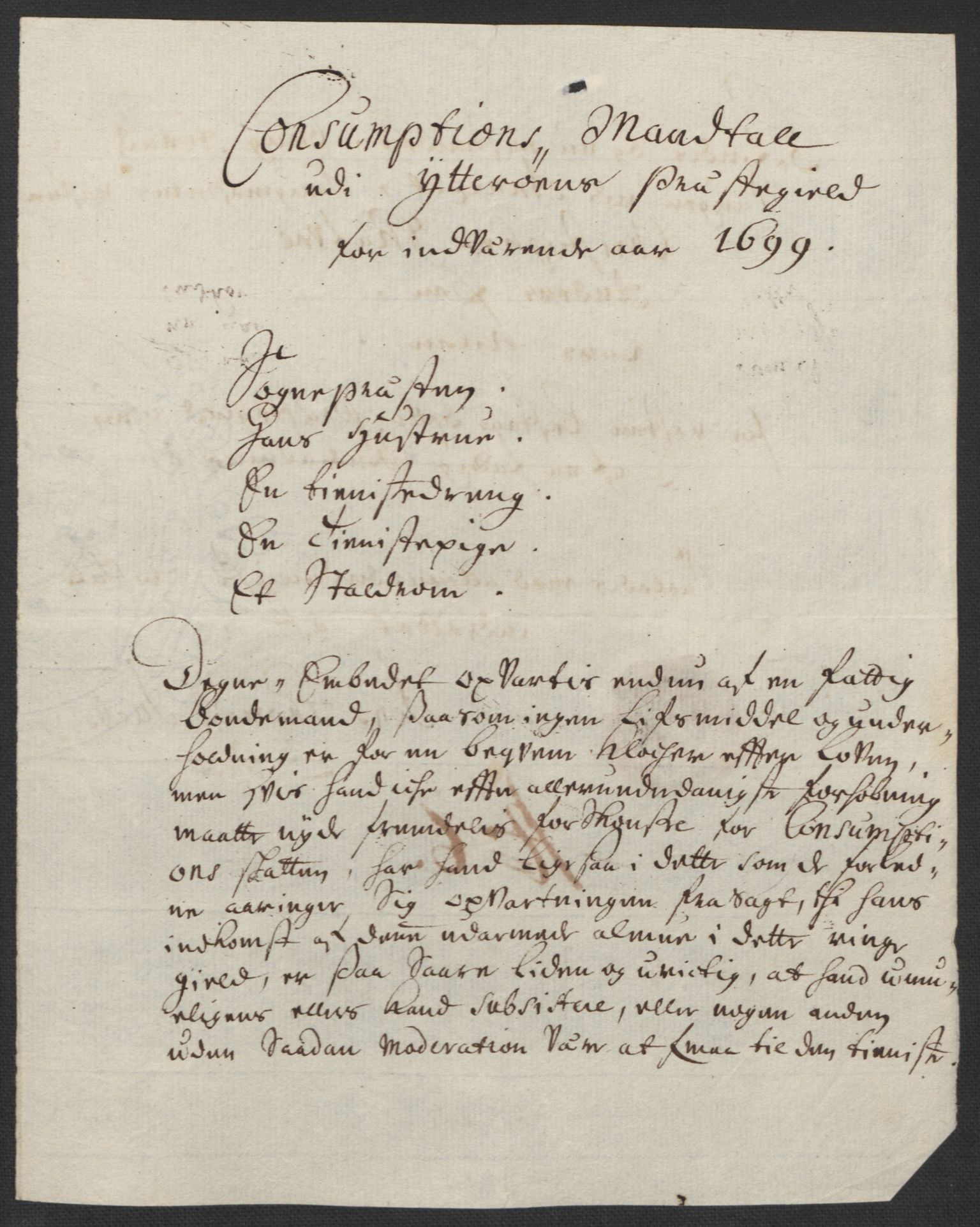 Rentekammeret inntil 1814, Reviderte regnskaper, Fogderegnskap, RA/EA-4092/R63/L4310: Fogderegnskap Inderøy, 1698-1699, p. 331