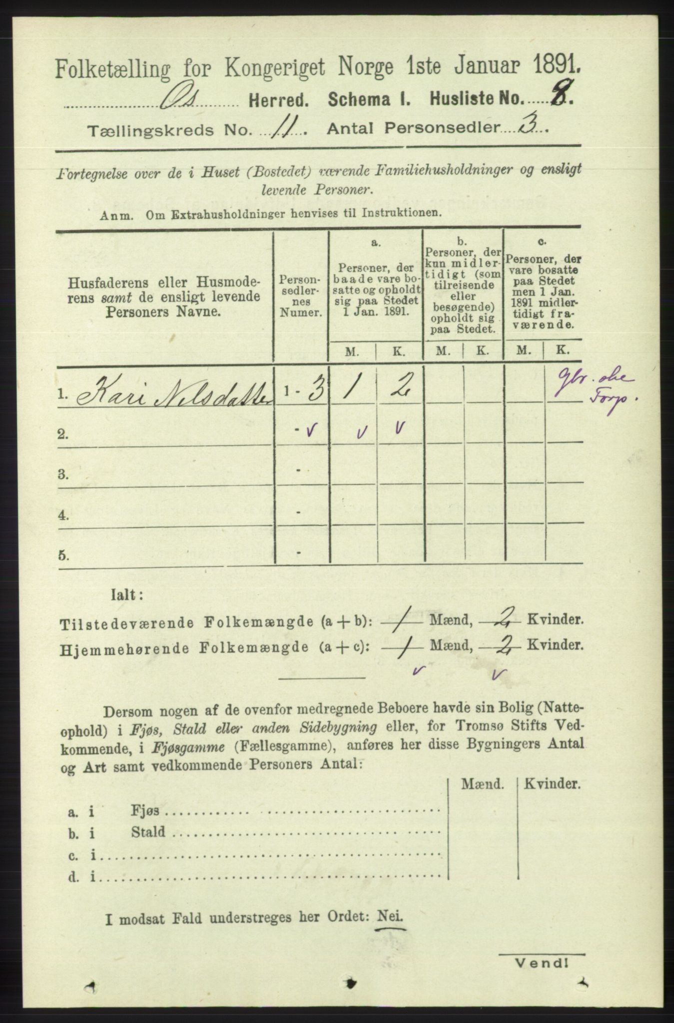 RA, 1891 census for 1243 Os, 1891, p. 2554