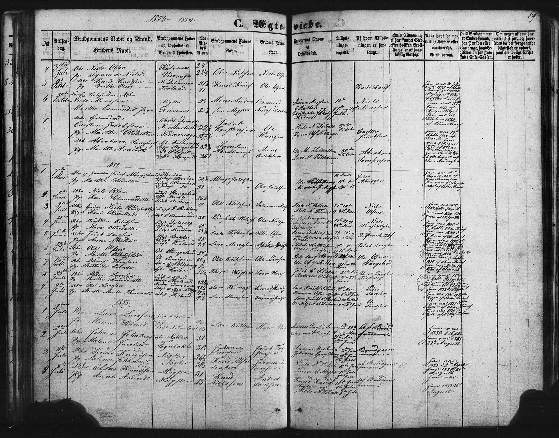 Austevoll Sokneprestembete, SAB/A-74201/H/Hab: Parish register (copy) no. B 1, 1852-1864, p. 59