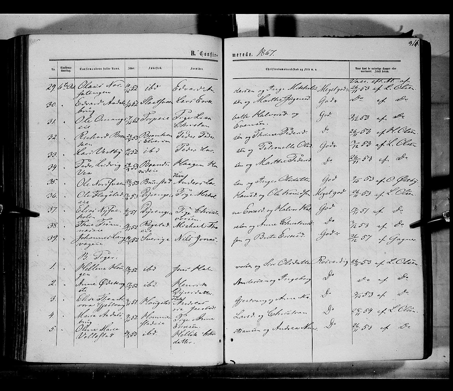 Løten prestekontor, AV/SAH-PREST-022/K/Ka/L0008: Parish register (official) no. 8, 1860-1877, p. 316