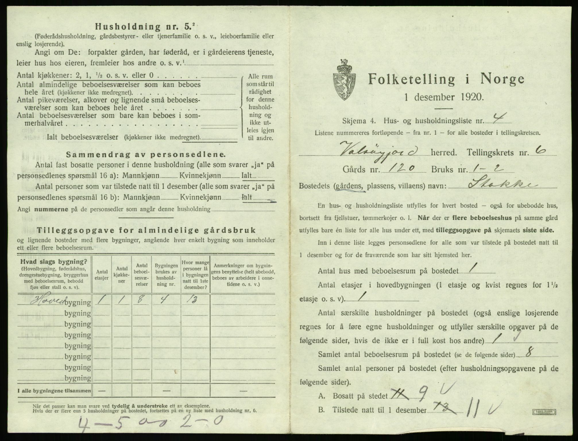 SAT, 1920 census for Valsøyfjord, 1920, p. 401