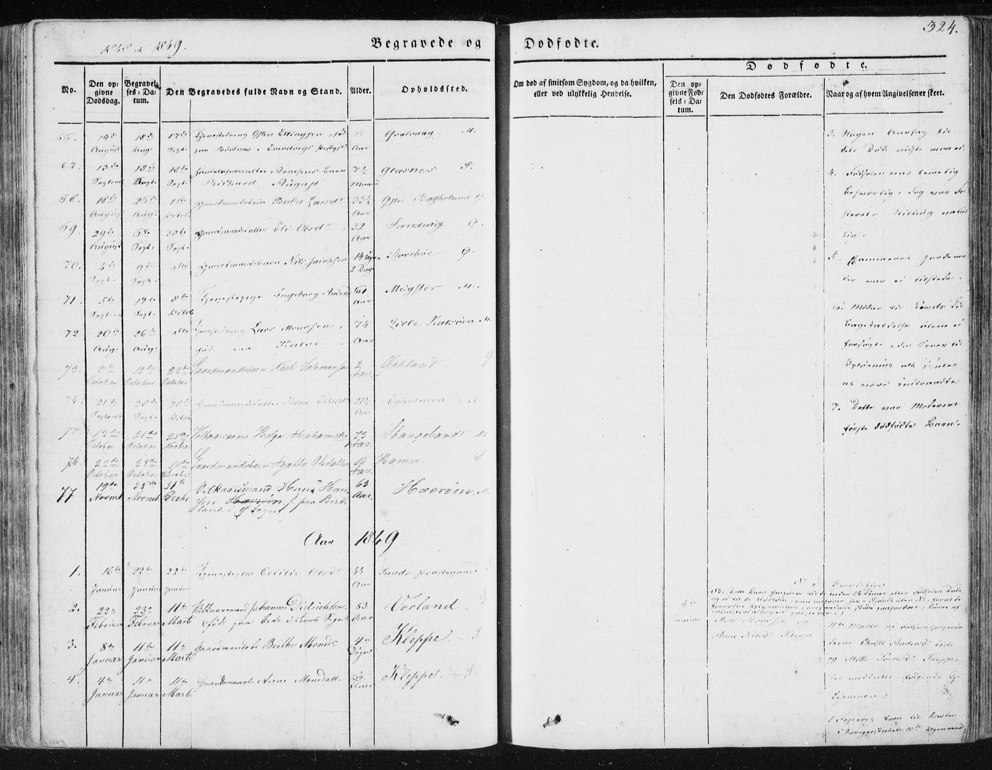 Sund sokneprestembete, SAB/A-99930: Parish register (official) no. A 13, 1835-1849, p. 324