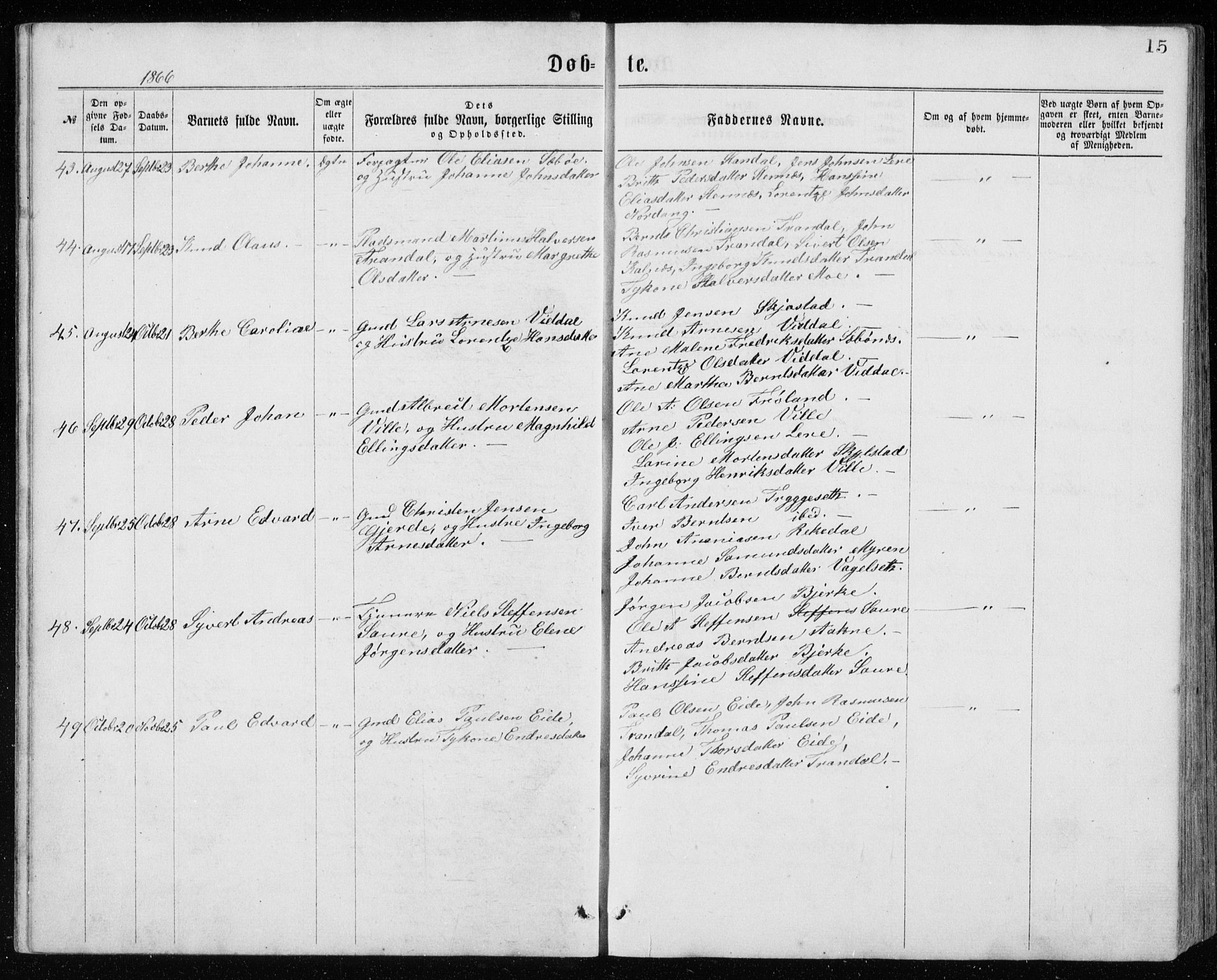 Ministerialprotokoller, klokkerbøker og fødselsregistre - Møre og Romsdal, AV/SAT-A-1454/515/L0214: Parish register (copy) no. 515C01, 1865-1883, p. 15