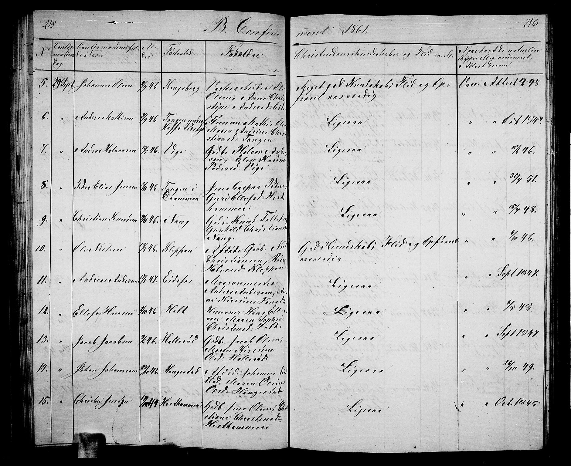 Hof kirkebøker, AV/SAKO-A-64/G/Ga/L0002: Parish register (copy) no. I 2, 1859-1873, p. 215-216